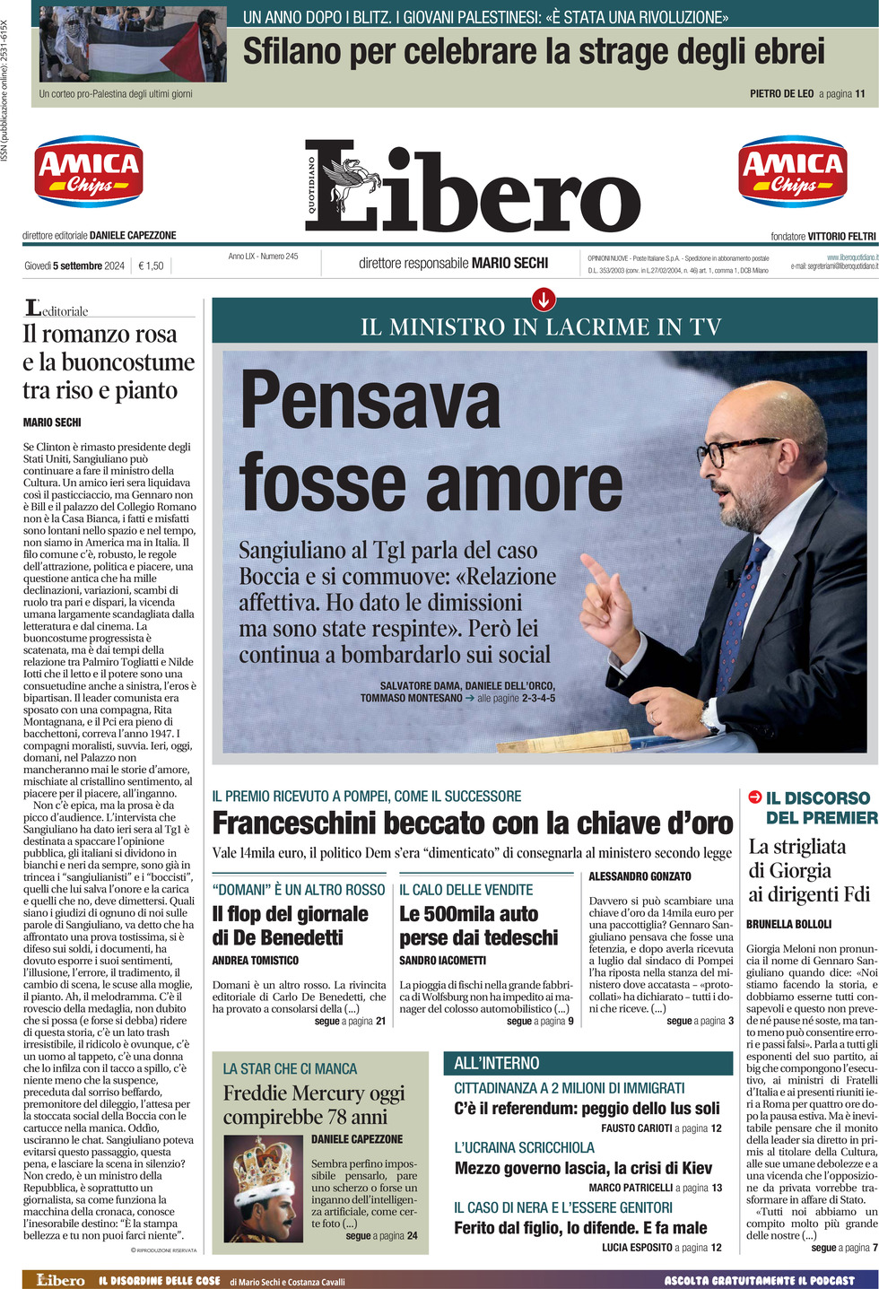 Prima-pagina-libero-edizione-di-oggi-05-09-2024