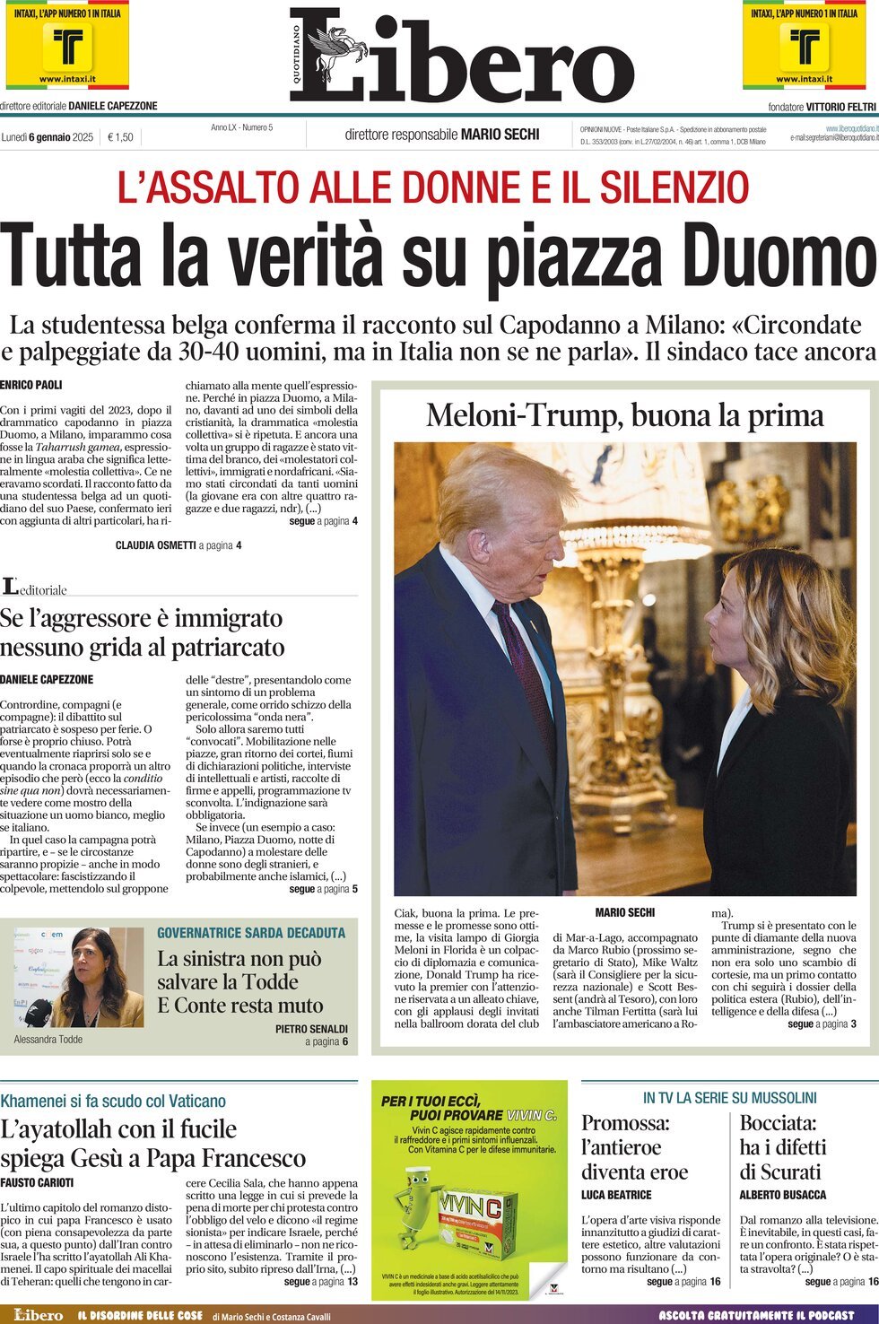 Prima-pagina-libero-edizione-di-oggi-06-01-2025