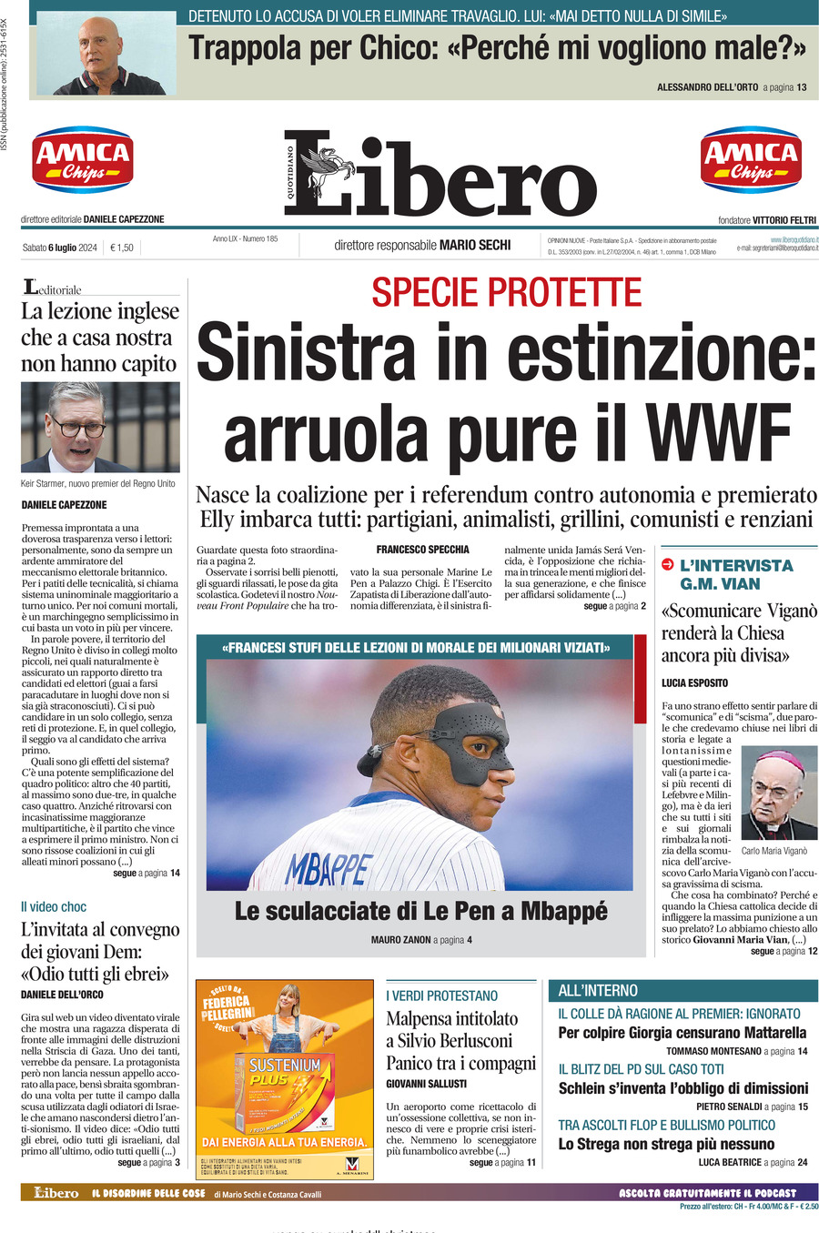 Prima-pagina-libero-edizione-di-oggi-06-07-2024