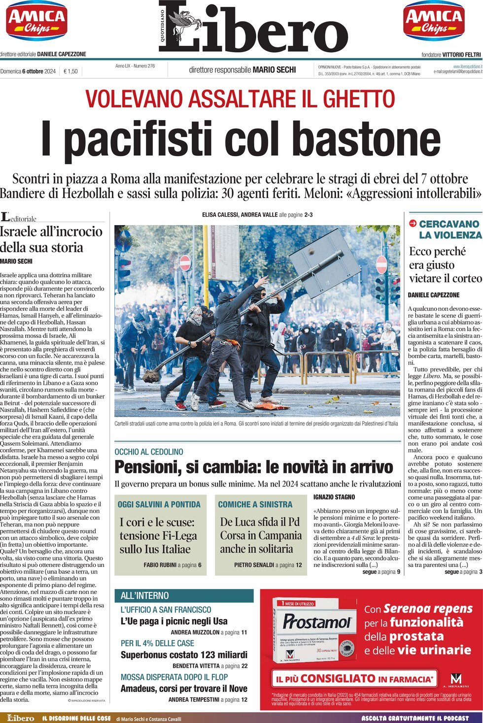 Prima-pagina-libero-edizione-di-oggi-06-10-2024