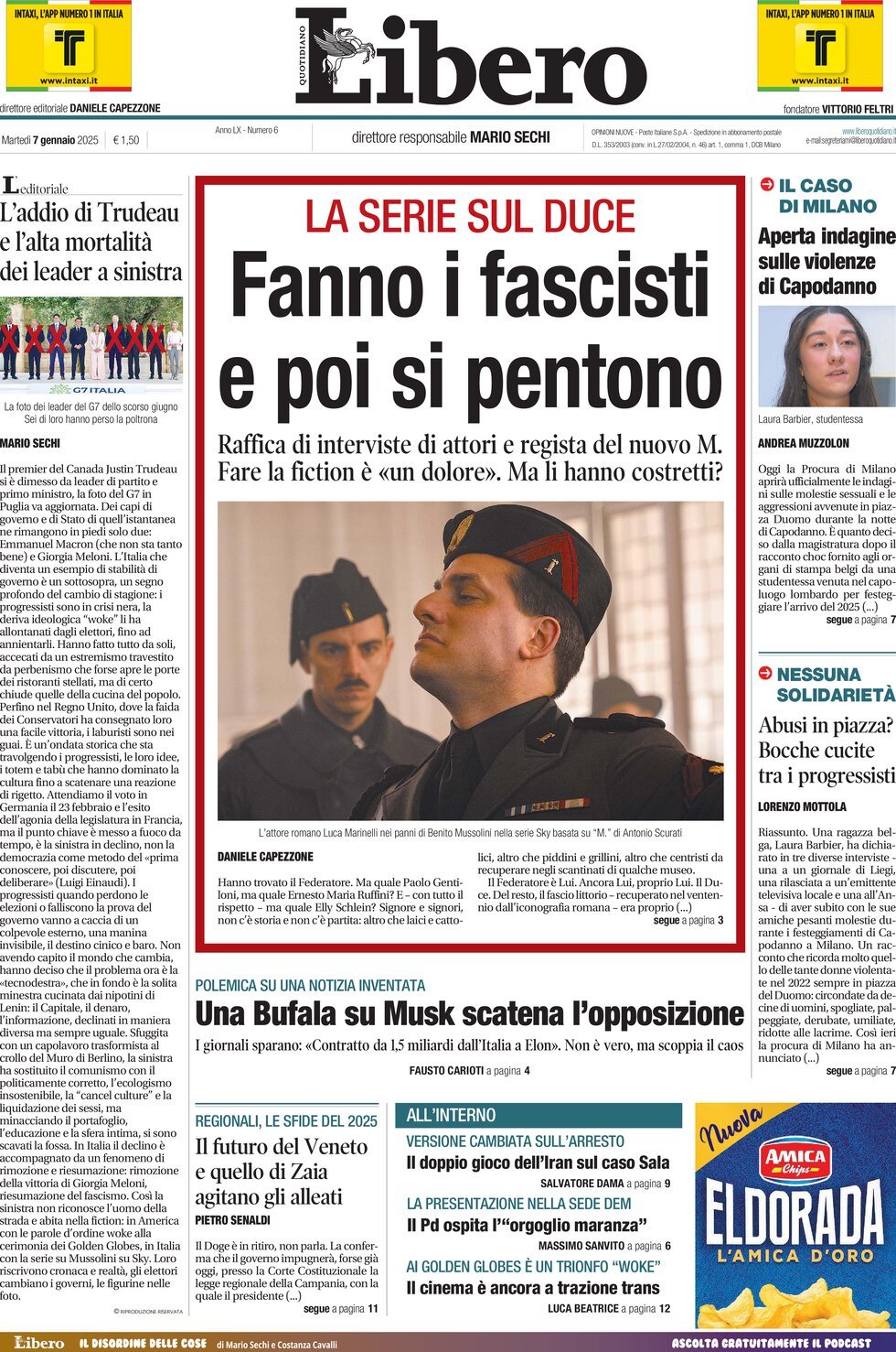 Prima-pagina-libero-edizione-di-oggi-07-01-2025