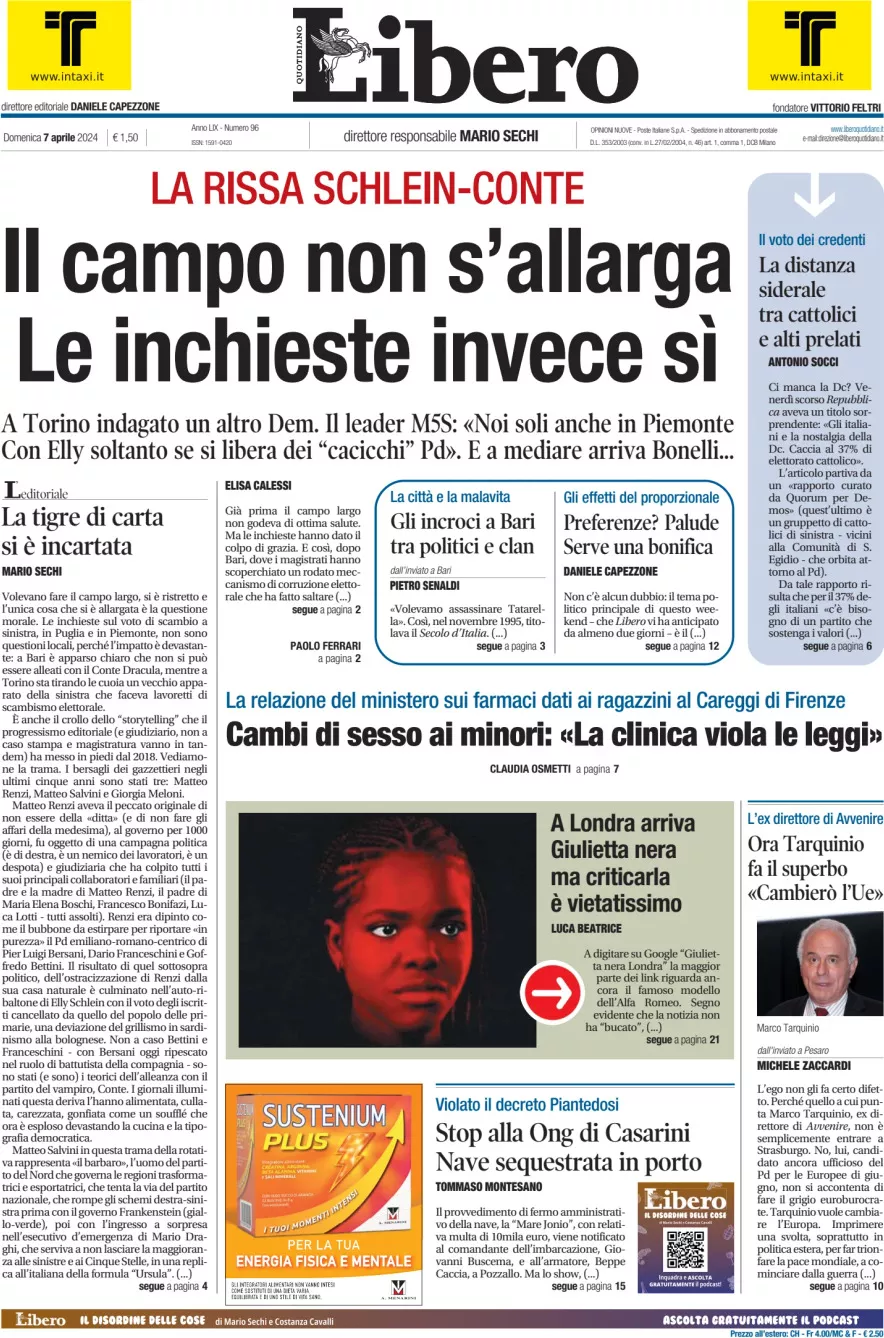 Prima-pagina-libero-edizione-di-oggi-07-04-2024