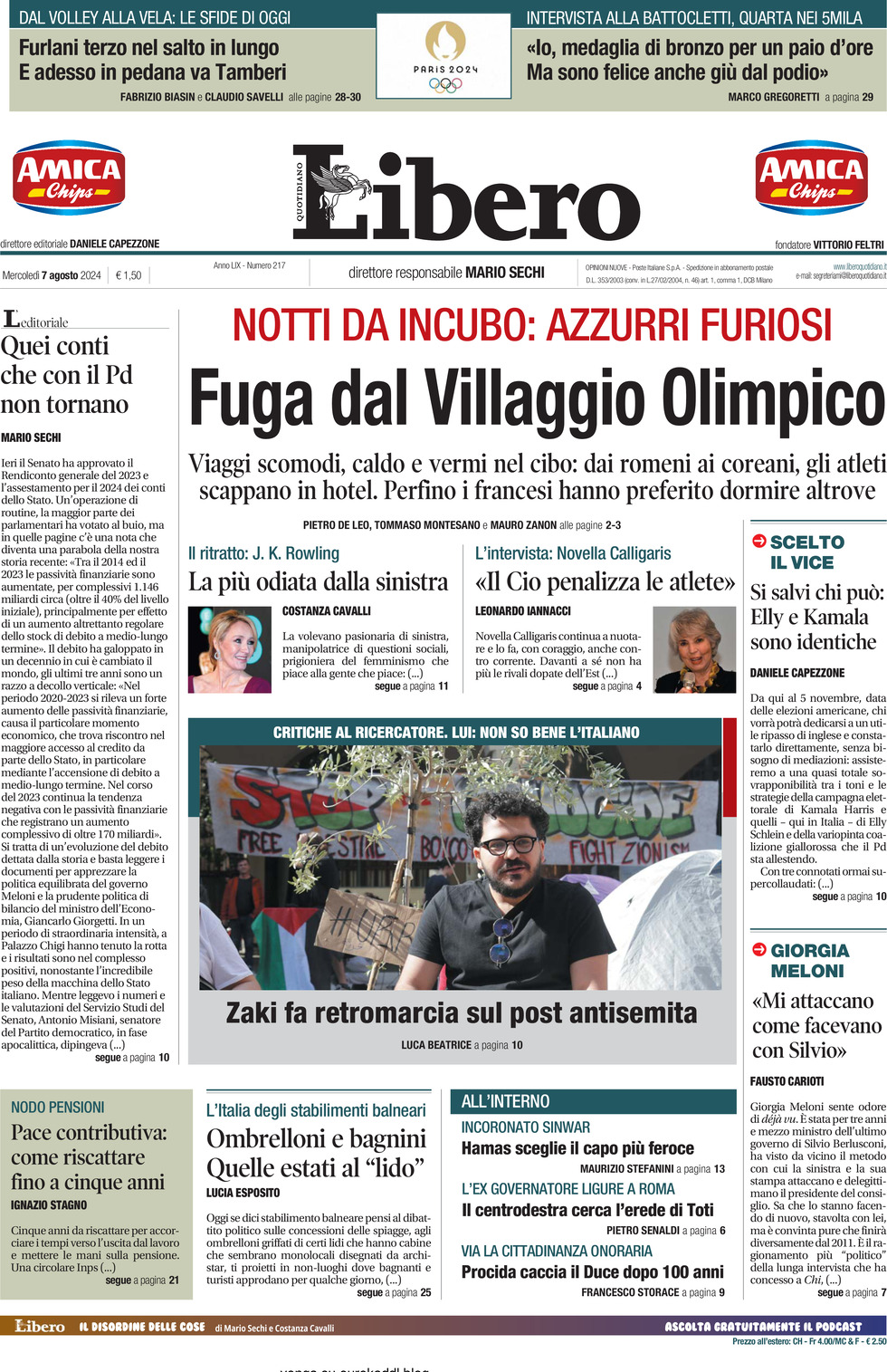 Prima-pagina-libero-edizione-di-oggi-07-08-2024