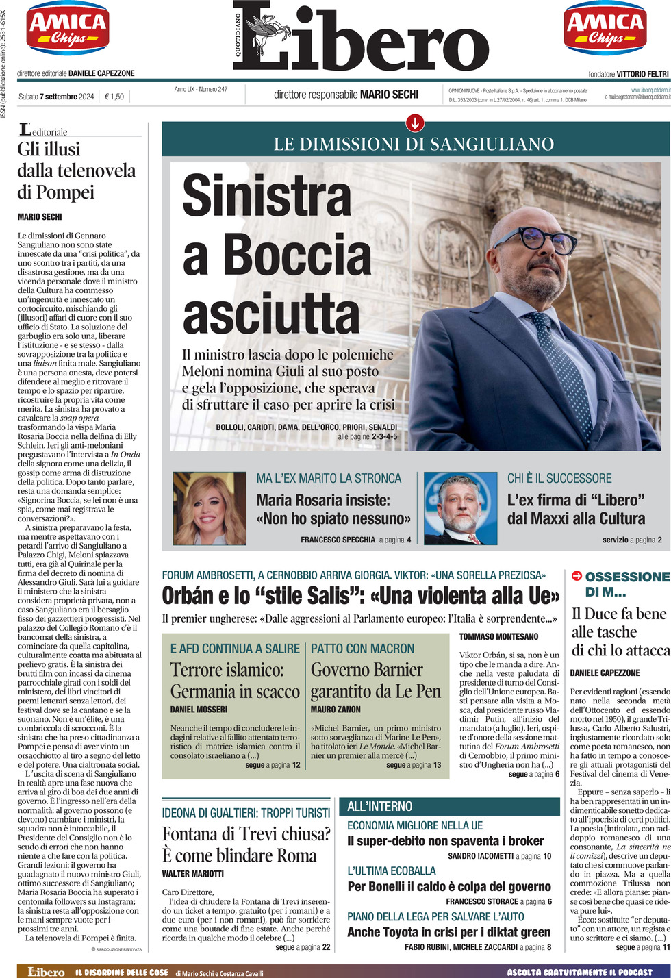 Prima-pagina-libero-edizione-di-oggi-07-09-2024