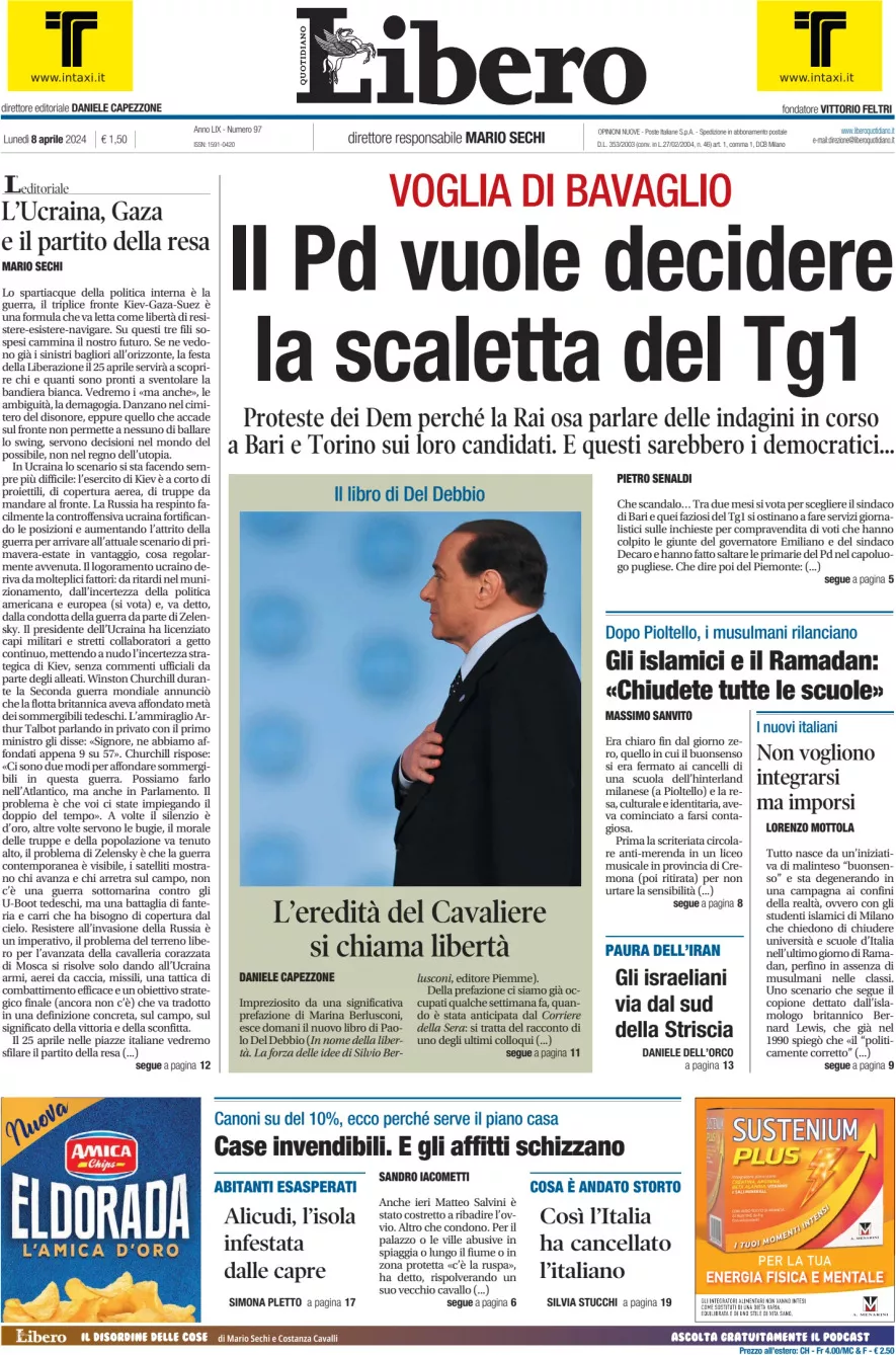 Prima-pagina-libero-edizione-di-oggi-08-04-2024