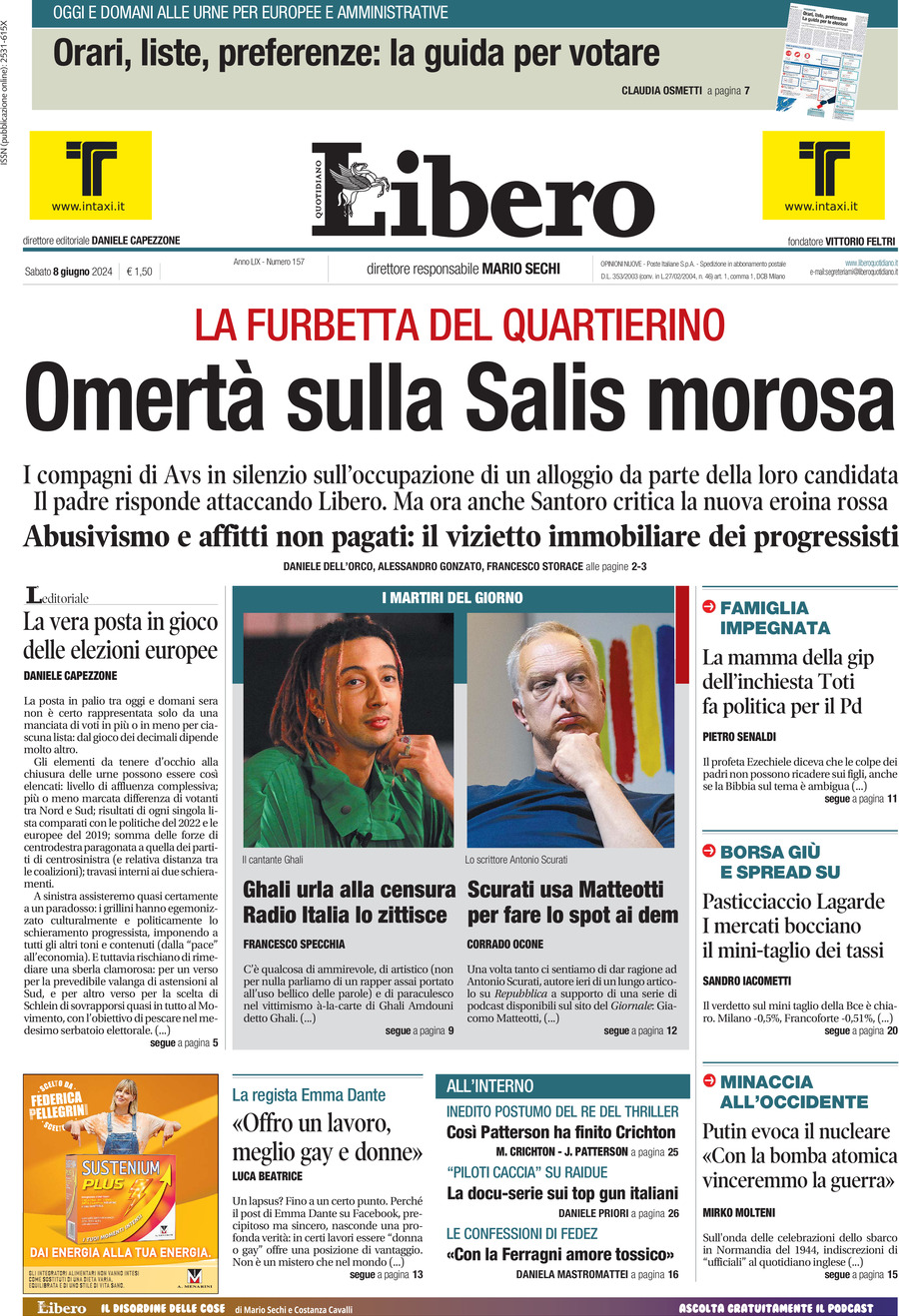 Prima-pagina-libero-edizione-di-oggi-08-06-2024