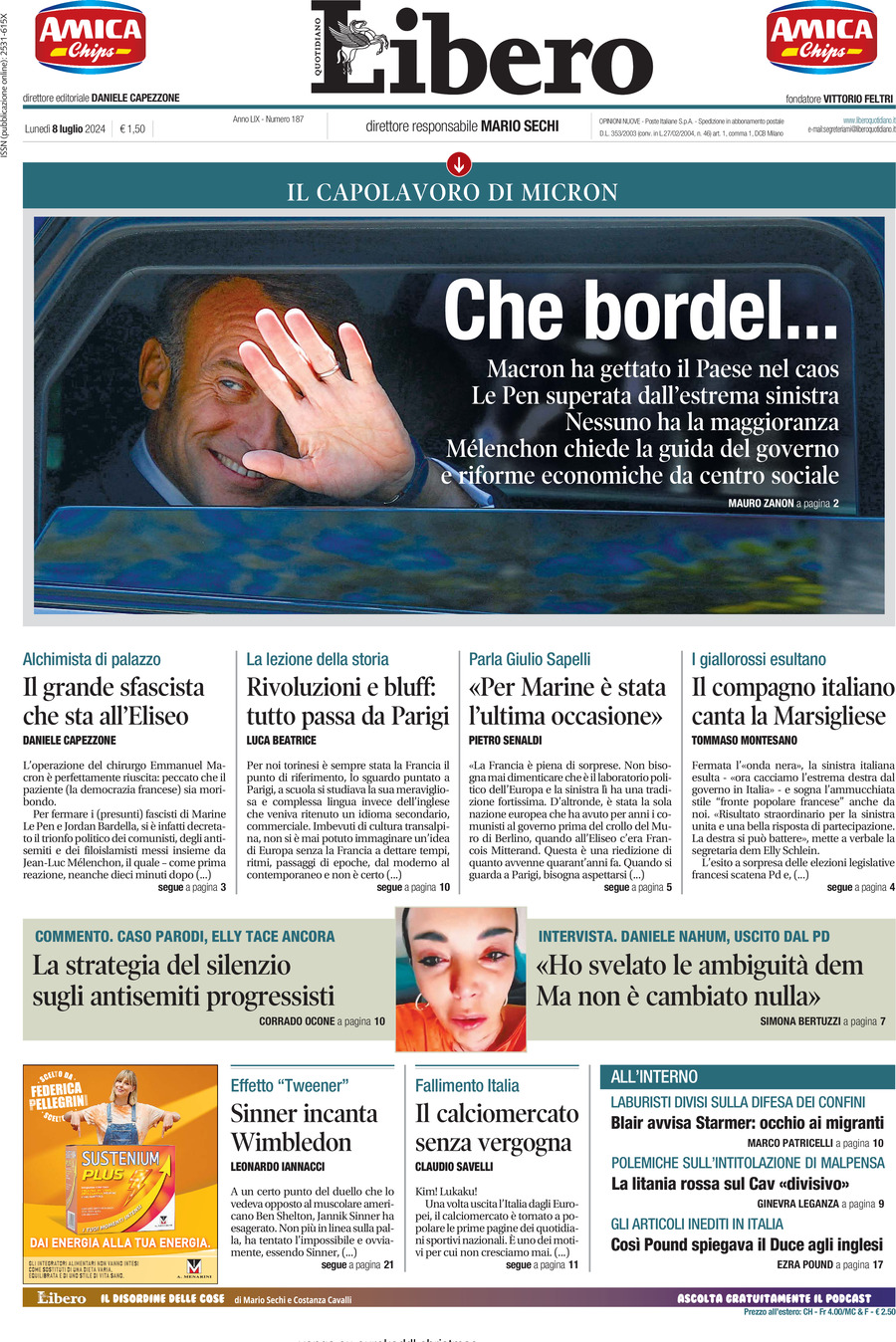 Prima-pagina-libero-edizione-di-oggi-08-07-2024