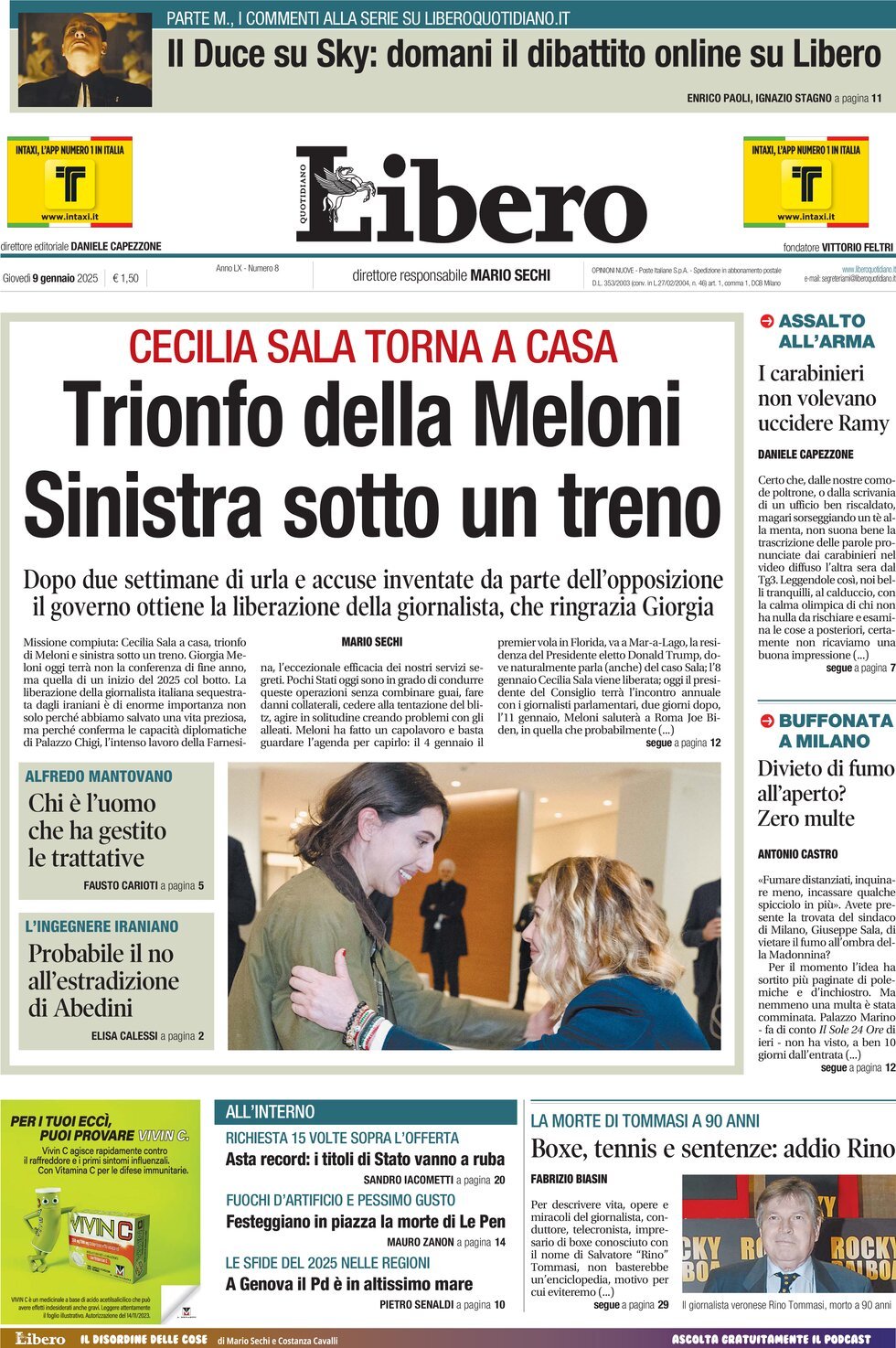 Prima-pagina-libero-edizione-di-oggi-09-01-2025