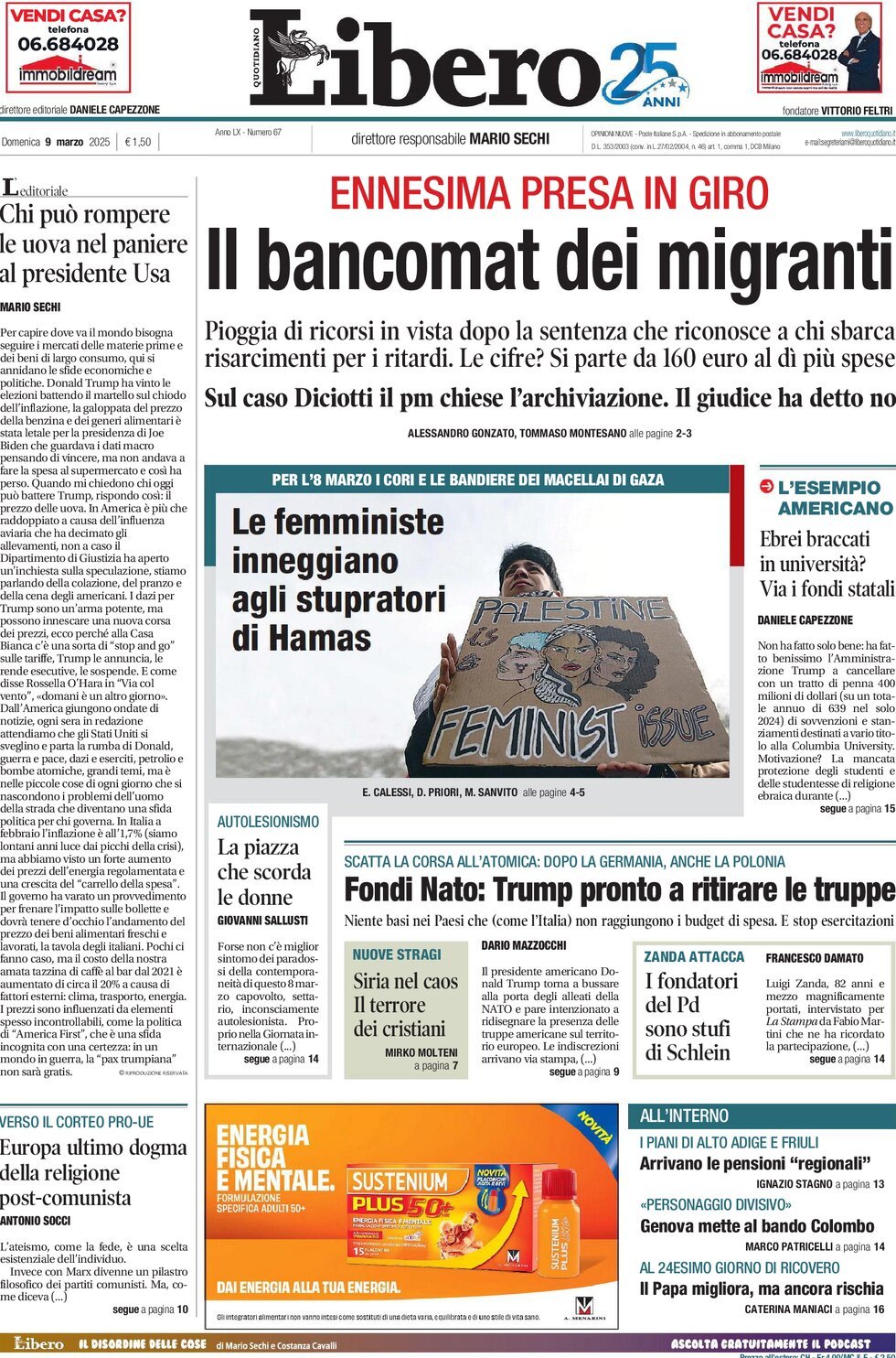 Prima-pagina-libero-edizione-di-oggi-09-03-2025