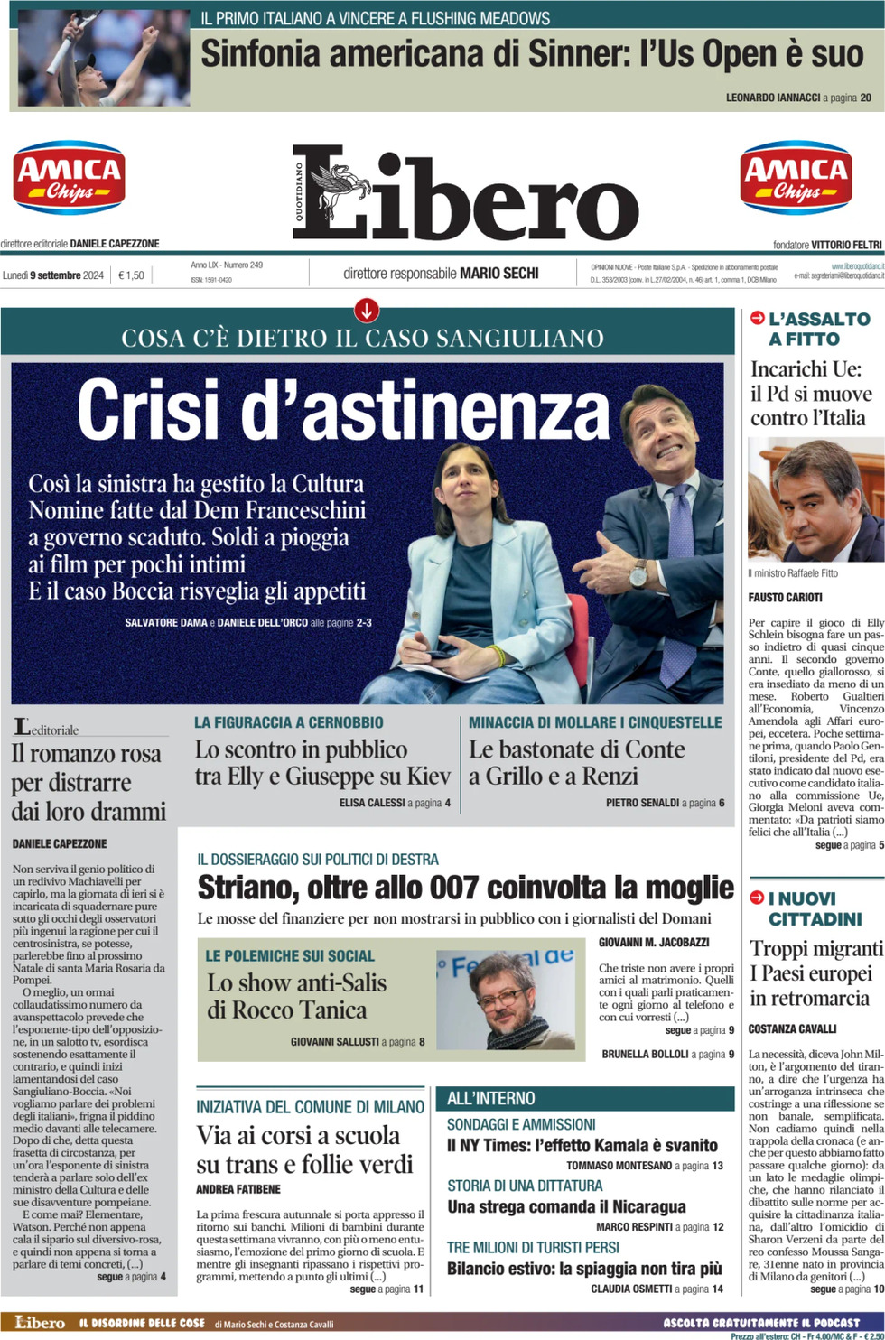 Prima-pagina-libero-edizione-di-oggi-09-09-2024