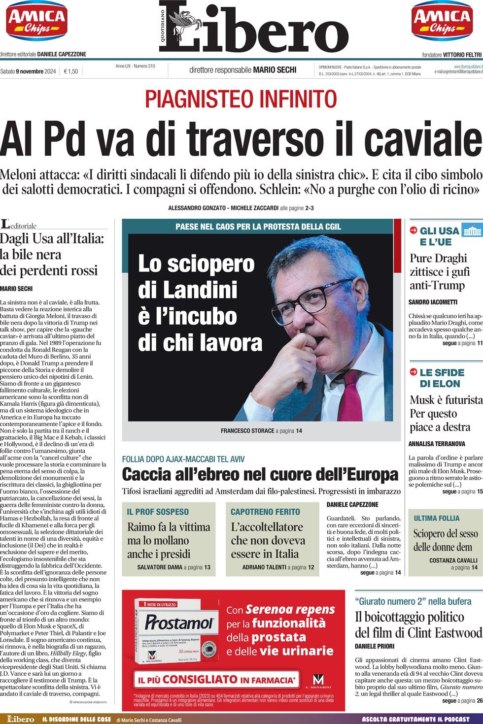 Prima-pagina-libero-edizione-di-oggi-09-11-2024