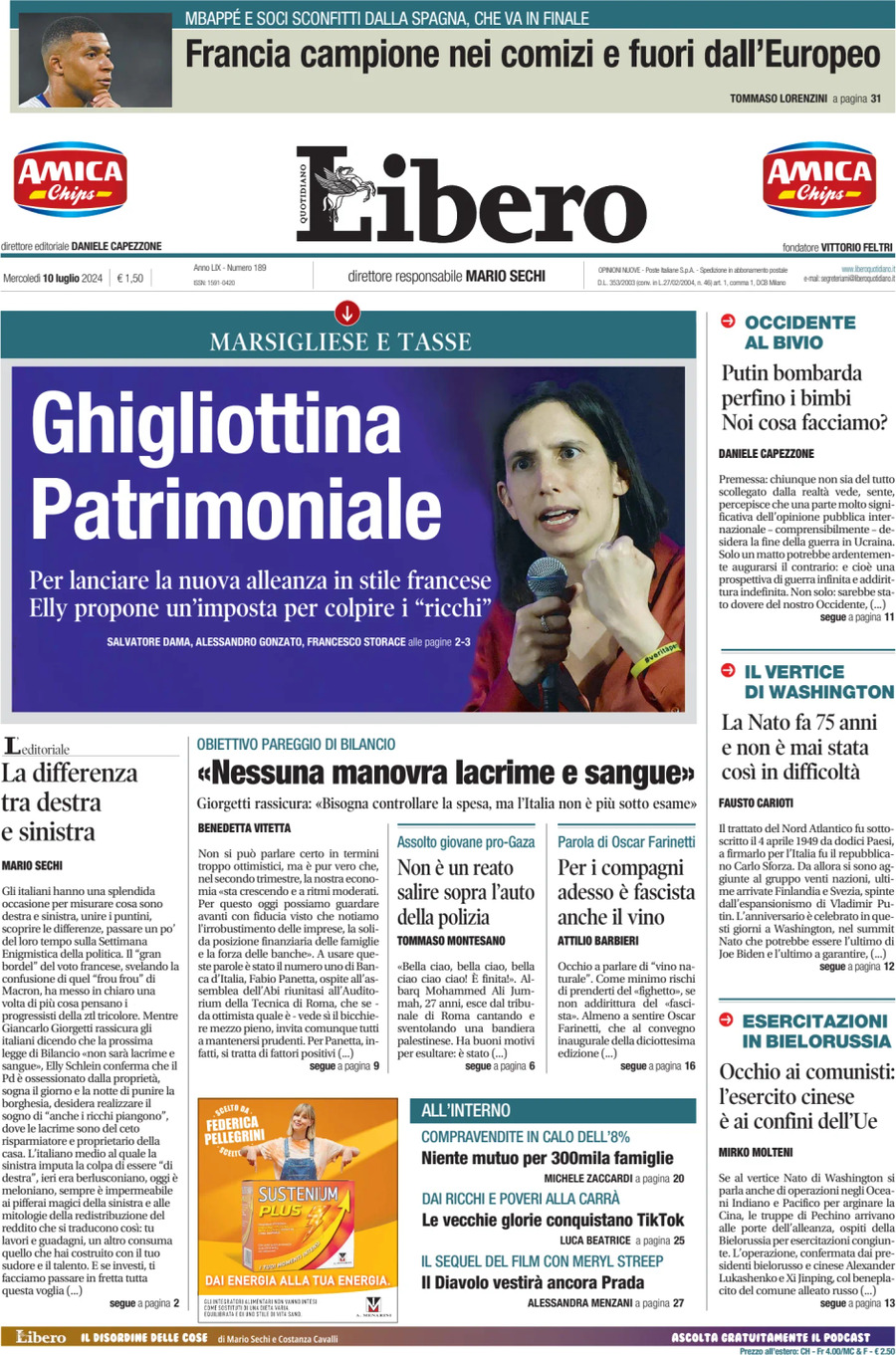 Prima-pagina-libero-edizione-di-oggi-10-07-2024