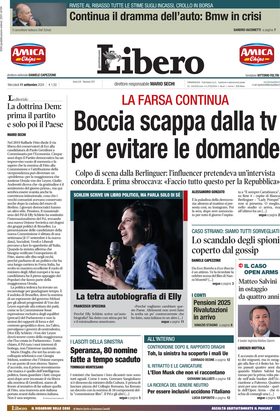 Prima-pagina-libero-edizione-di-oggi-11-09-2024