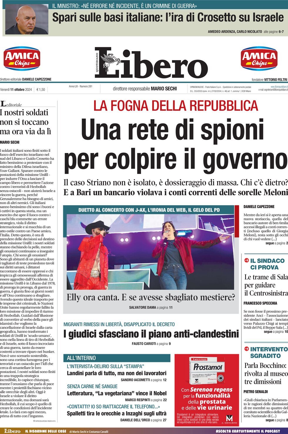 Prima-pagina-libero-edizione-di-oggi-11-10-2024