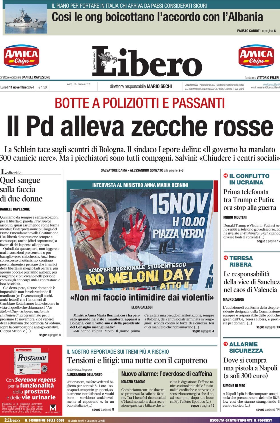 Prima-pagina-libero-edizione-di-oggi-11-11-2024