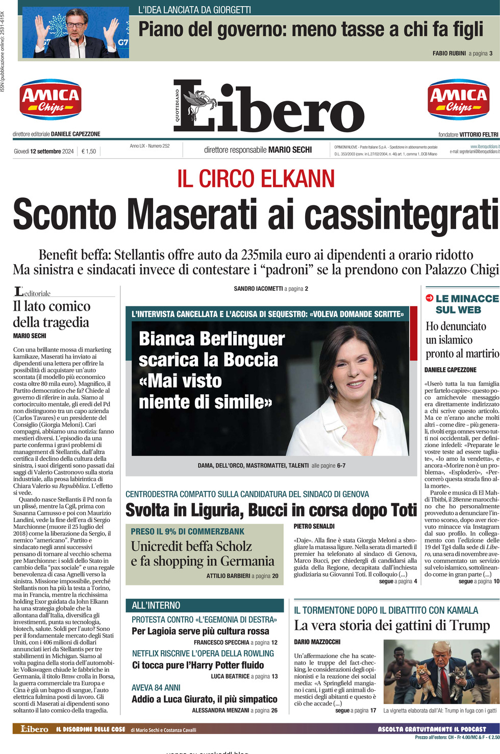 Prima-pagina-libero-edizione-di-oggi-12-09-2024