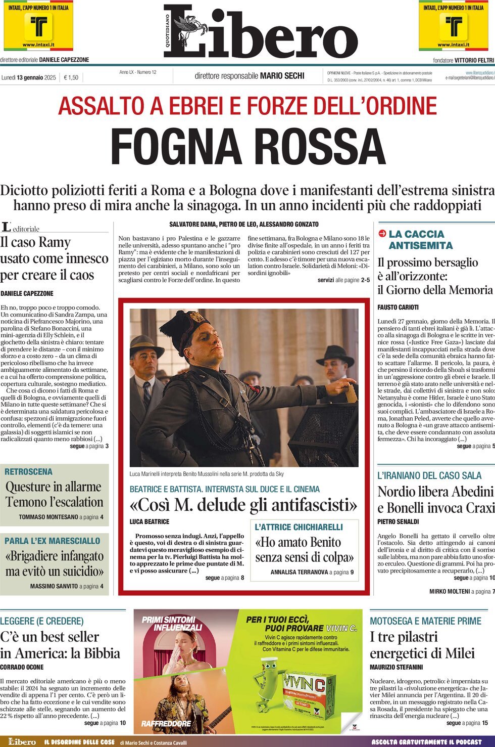 Prima-pagina-libero-edizione-di-oggi-13-01-2025