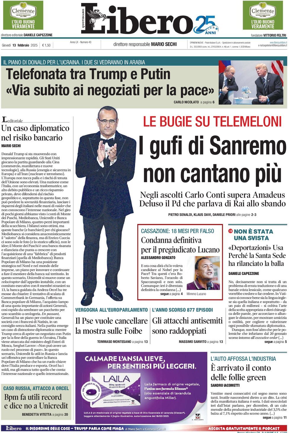 Prima-pagina-libero-edizione-di-oggi-13-02-2025