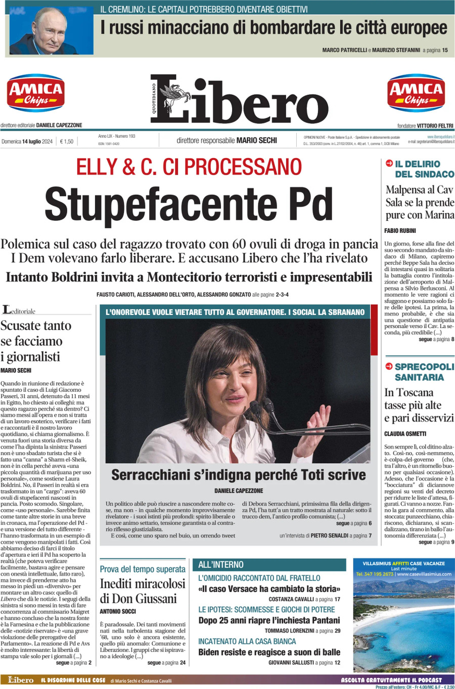 Prima-pagina-libero-edizione-di-oggi-14-07-2024