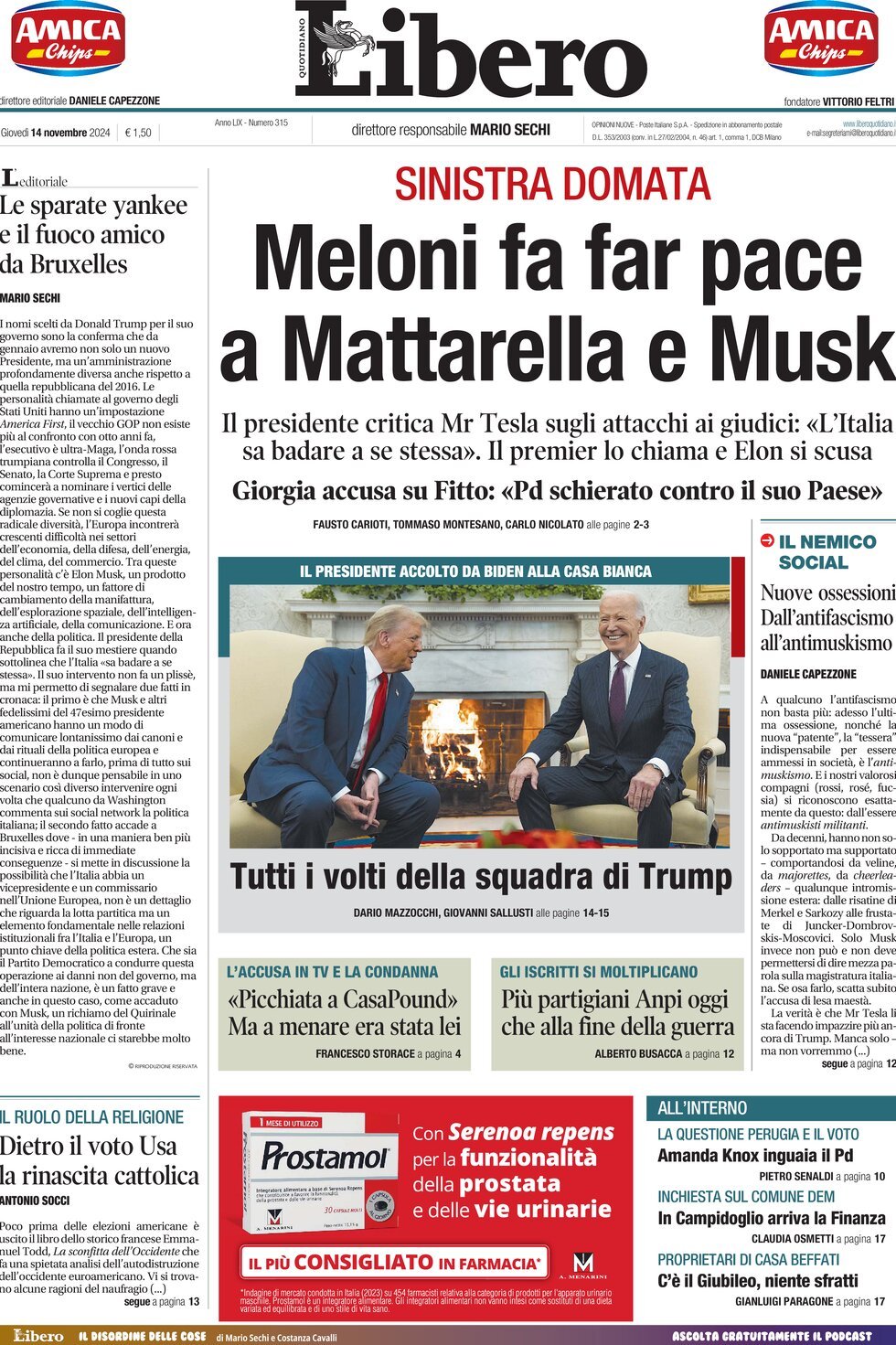 Prima-pagina-libero-edizione-di-oggi-14-11-2024