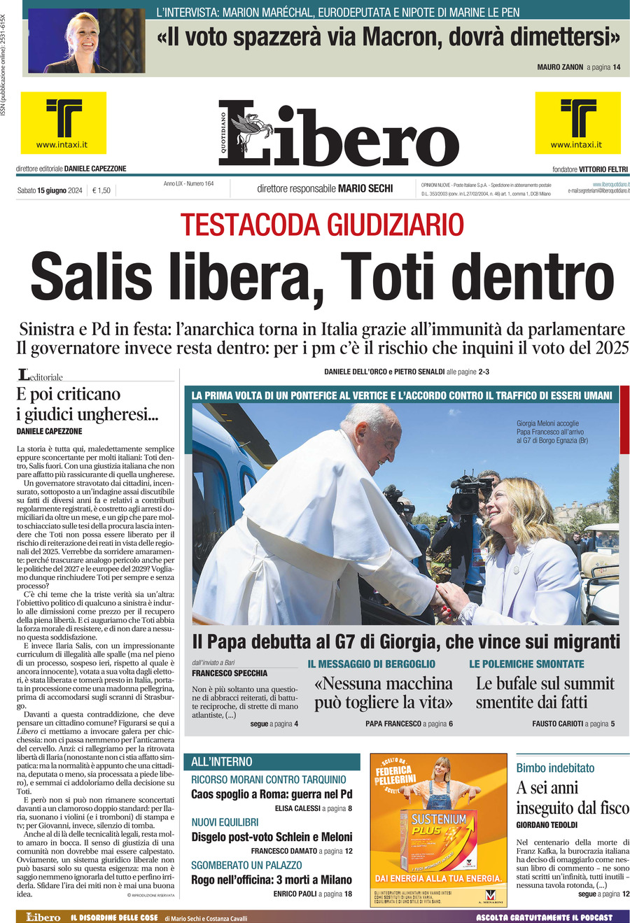 Prima-pagina-libero-edizione-di-oggi-15-06-2024