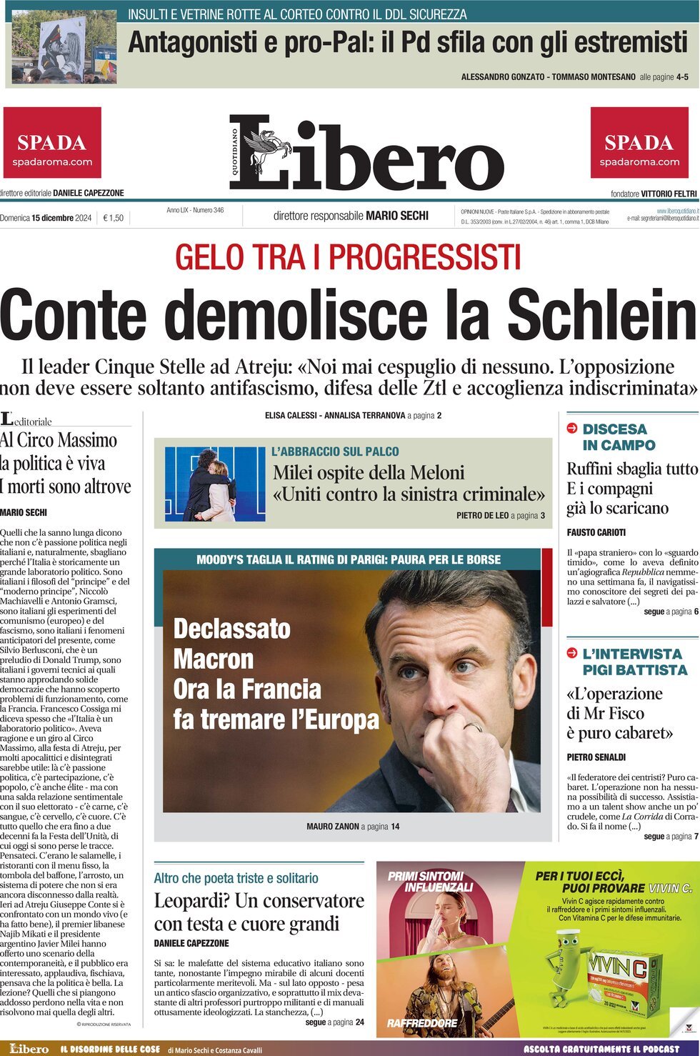 Prima-pagina-libero-edizione-di-oggi-15-12-2024