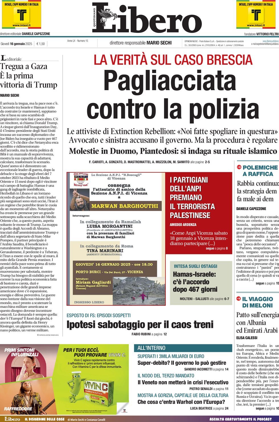 Prima-pagina-libero-edizione-di-oggi-16-01-2025