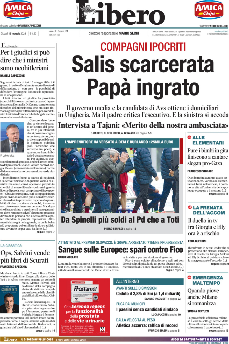 Prima-pagina-libero-edizione-di-oggi-16-05-2024