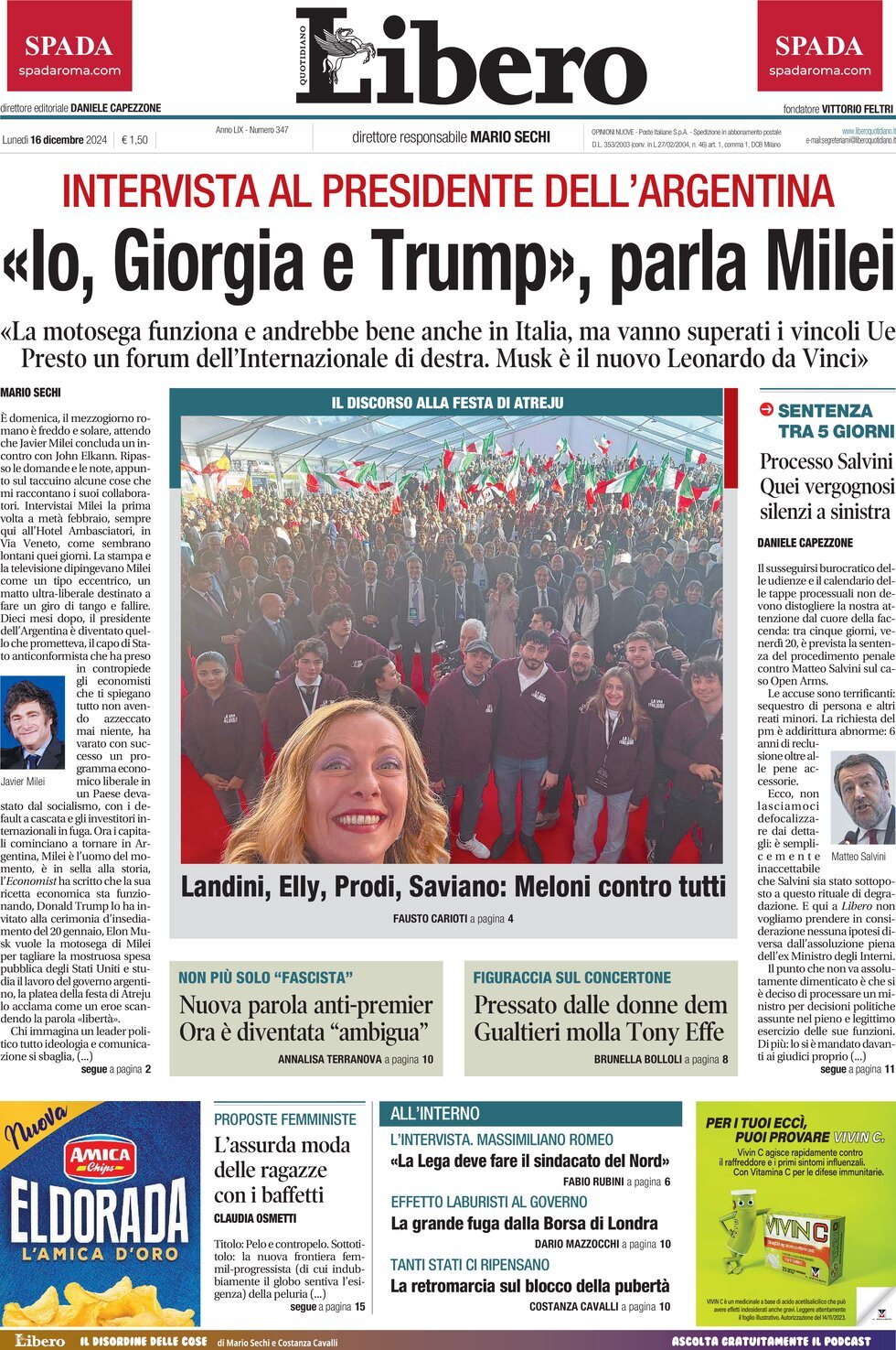 Prima-pagina-libero-edizione-di-oggi-16-12-2024