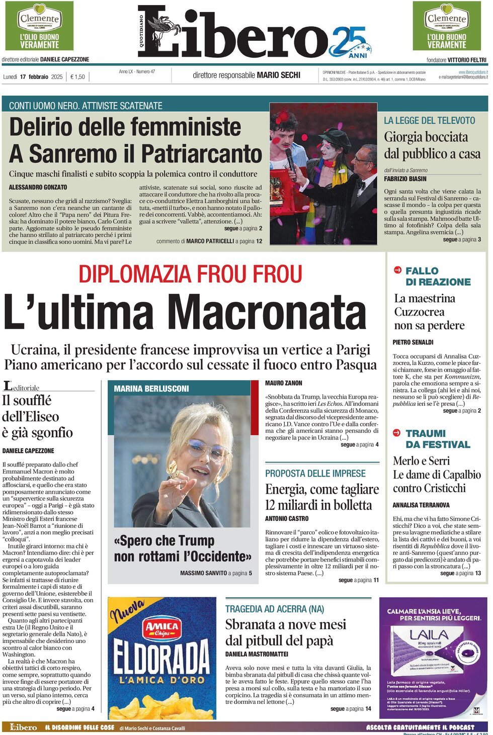 Prima-pagina-libero-edizione-di-oggi-17-02-2025