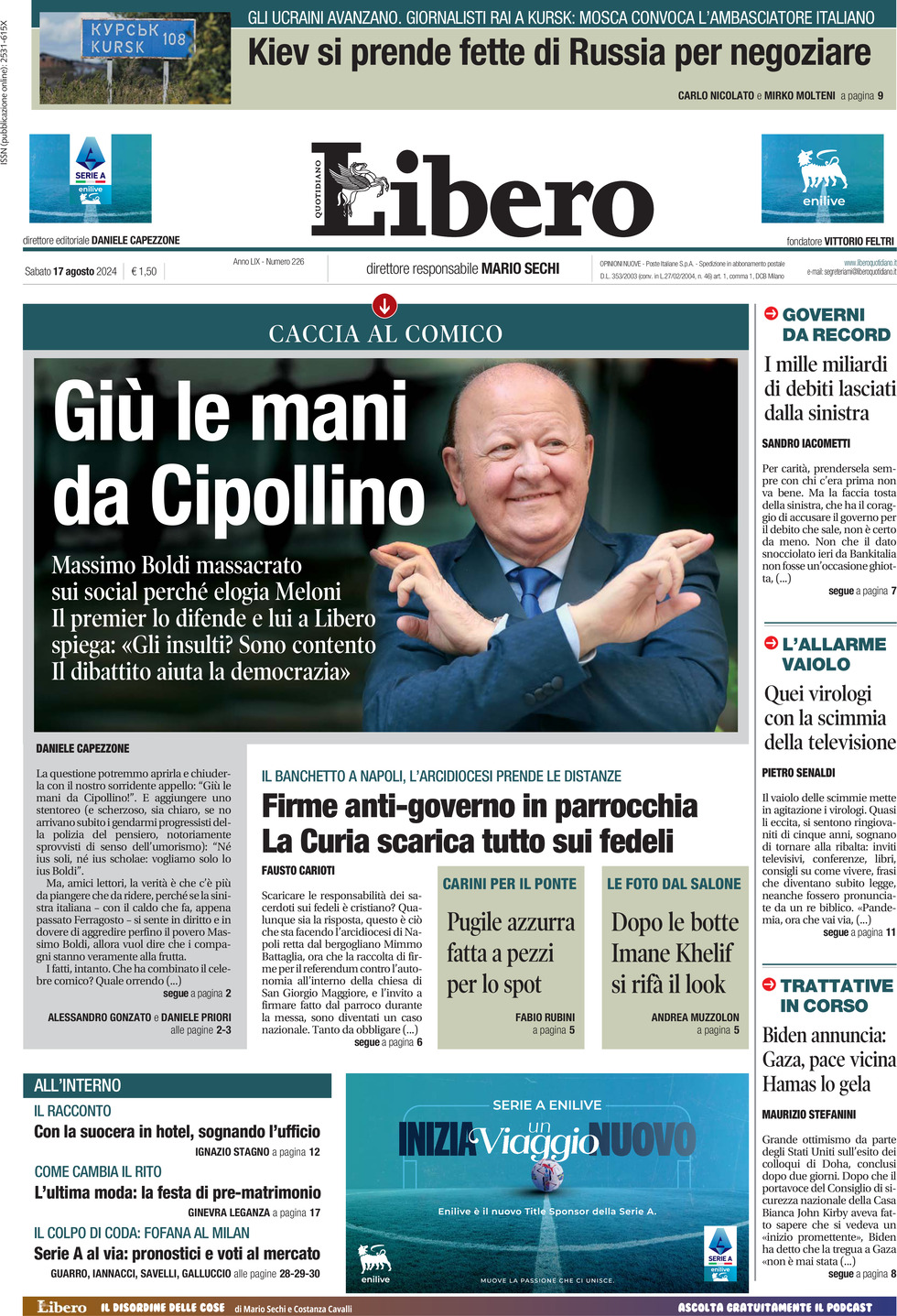 Prima-pagina-libero-edizione-di-oggi-17-08-2024