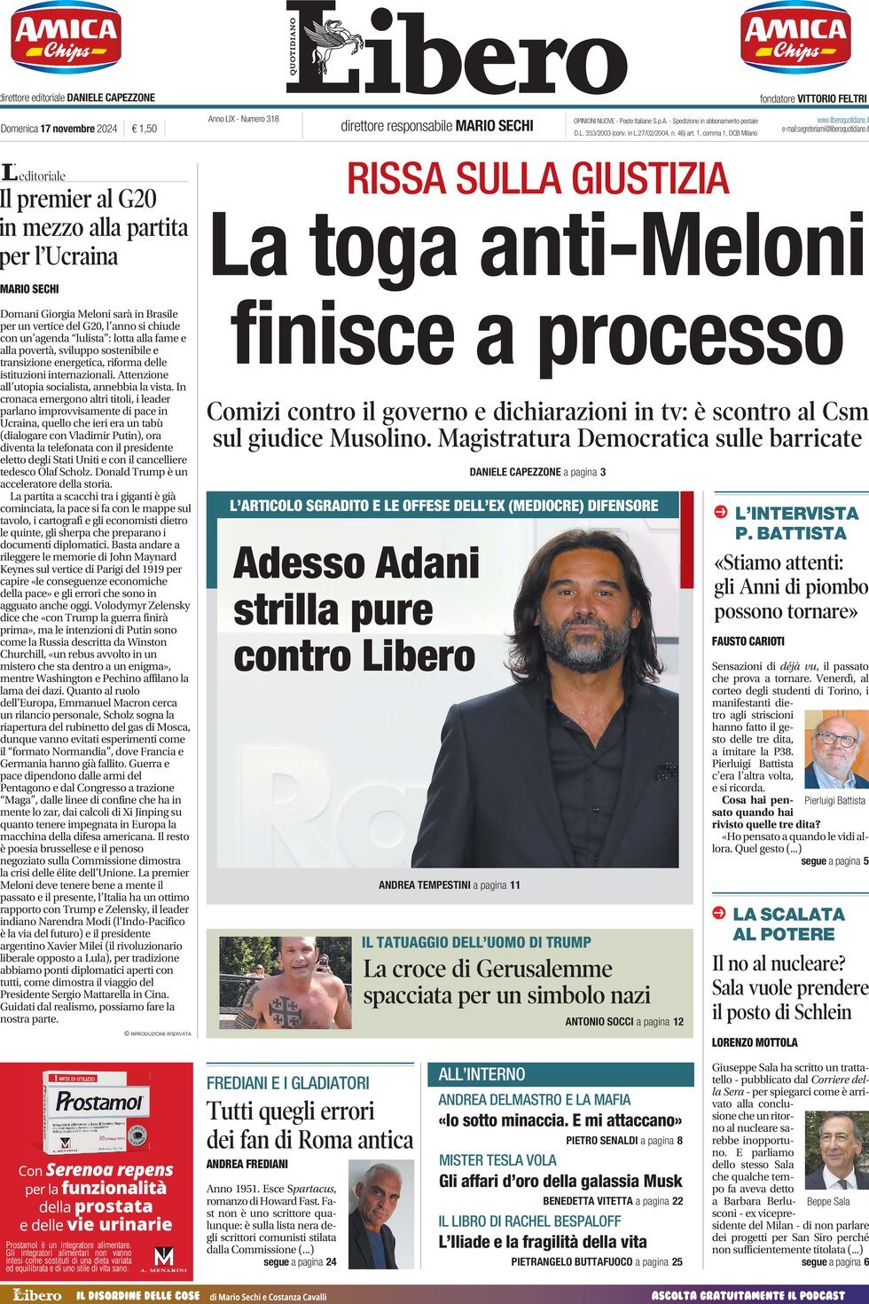 Prima-pagina-libero-edizione-di-oggi-17-11-2024