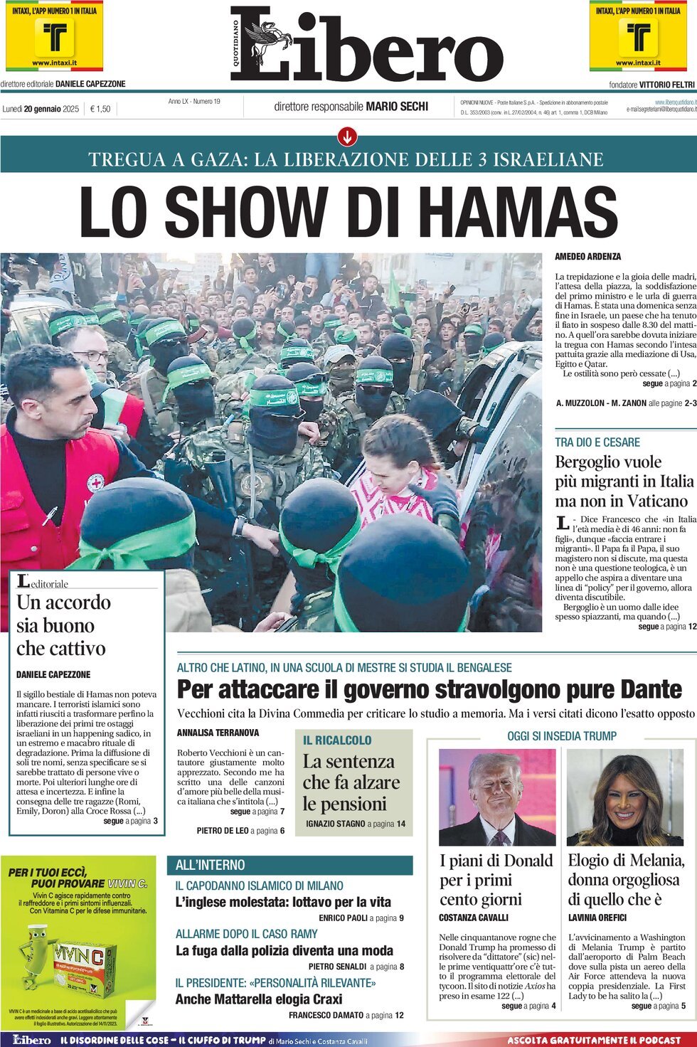 Prima-pagina-libero-edizione-di-oggi-20-01-2025