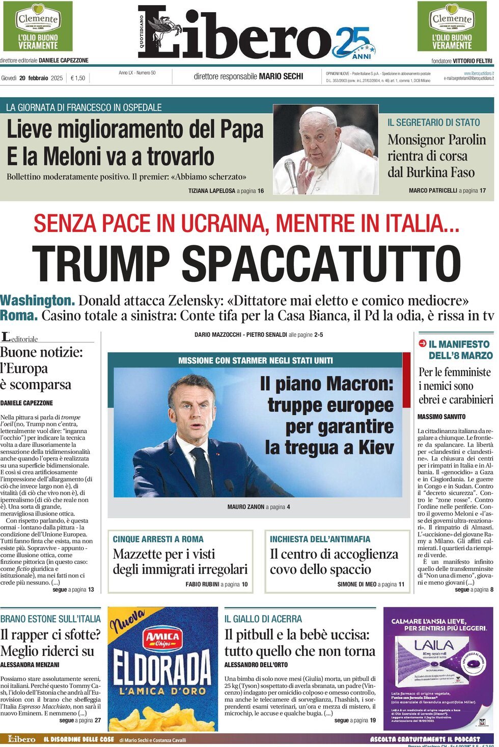 Prima-pagina-libero-edizione-di-oggi-20-02-2025