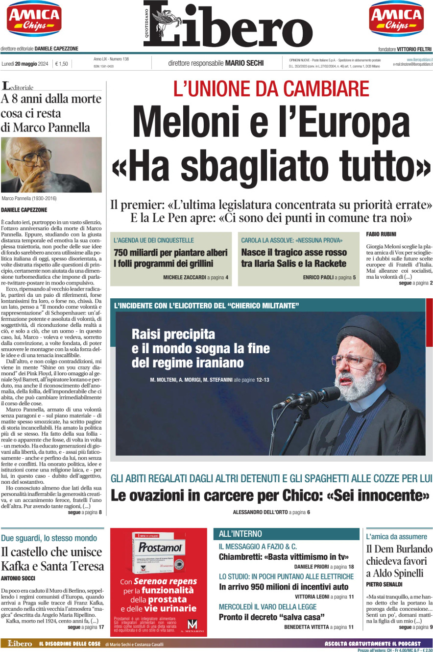 Prima-pagina-libero-edizione-di-oggi-20-05-2024