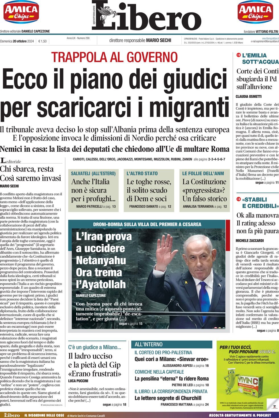 Prima-pagina-libero-edizione-di-oggi-20-10-2024