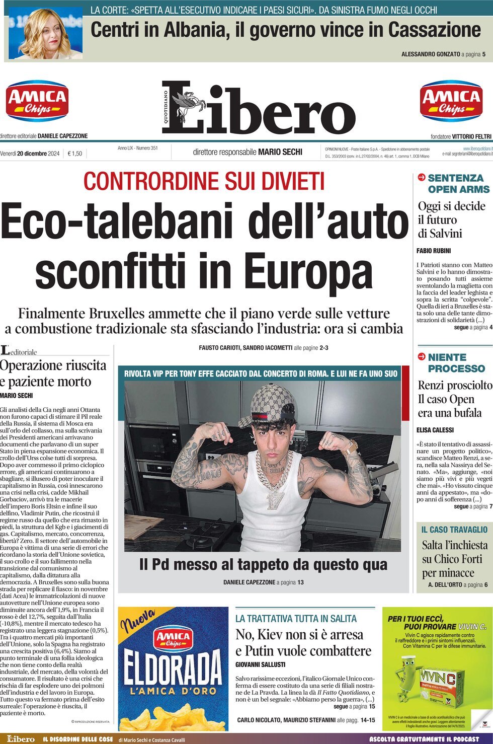 Prima-pagina-libero-edizione-di-oggi-20-12-2024