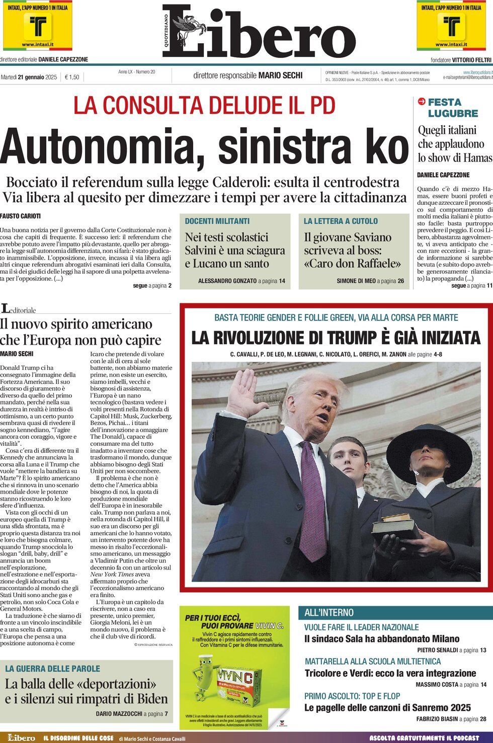 Prima-pagina-libero-edizione-di-oggi-21-01-2025