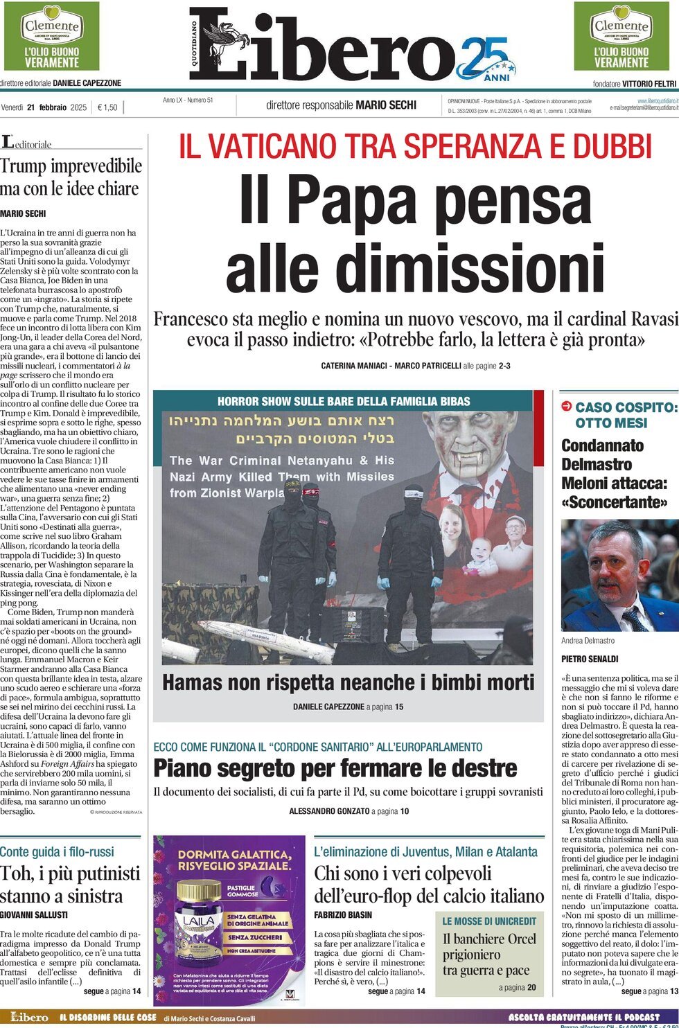 Prima-pagina-libero-edizione-di-oggi-21-02-2025