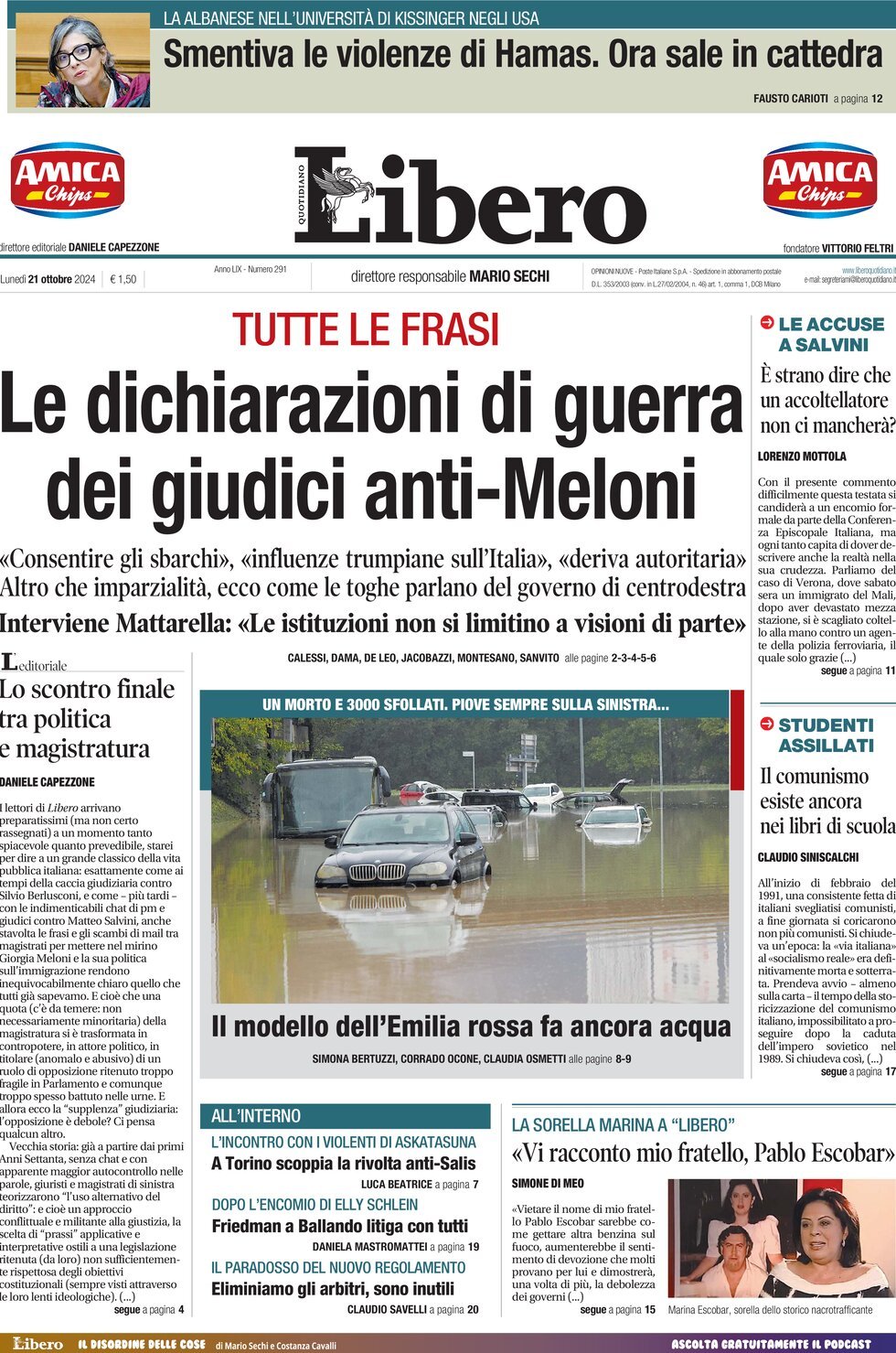 Prima-pagina-libero-edizione-di-oggi-21-10-2024