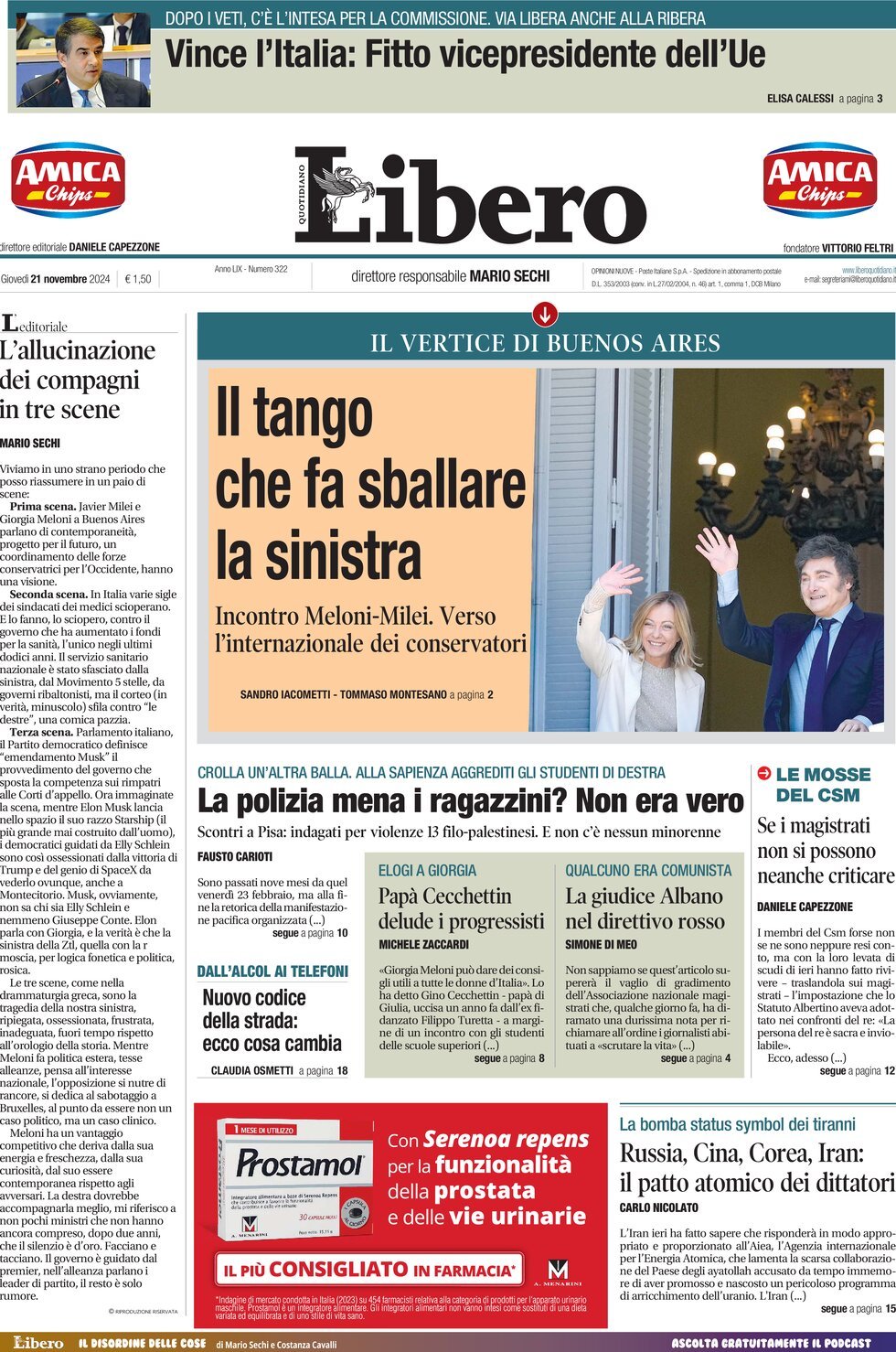 Prima-pagina-libero-edizione-di-oggi-21-11-2024