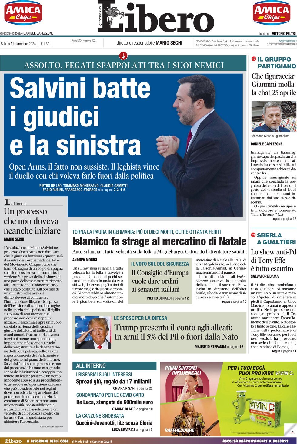 Prima-pagina-libero-edizione-di-oggi-21-12-2024