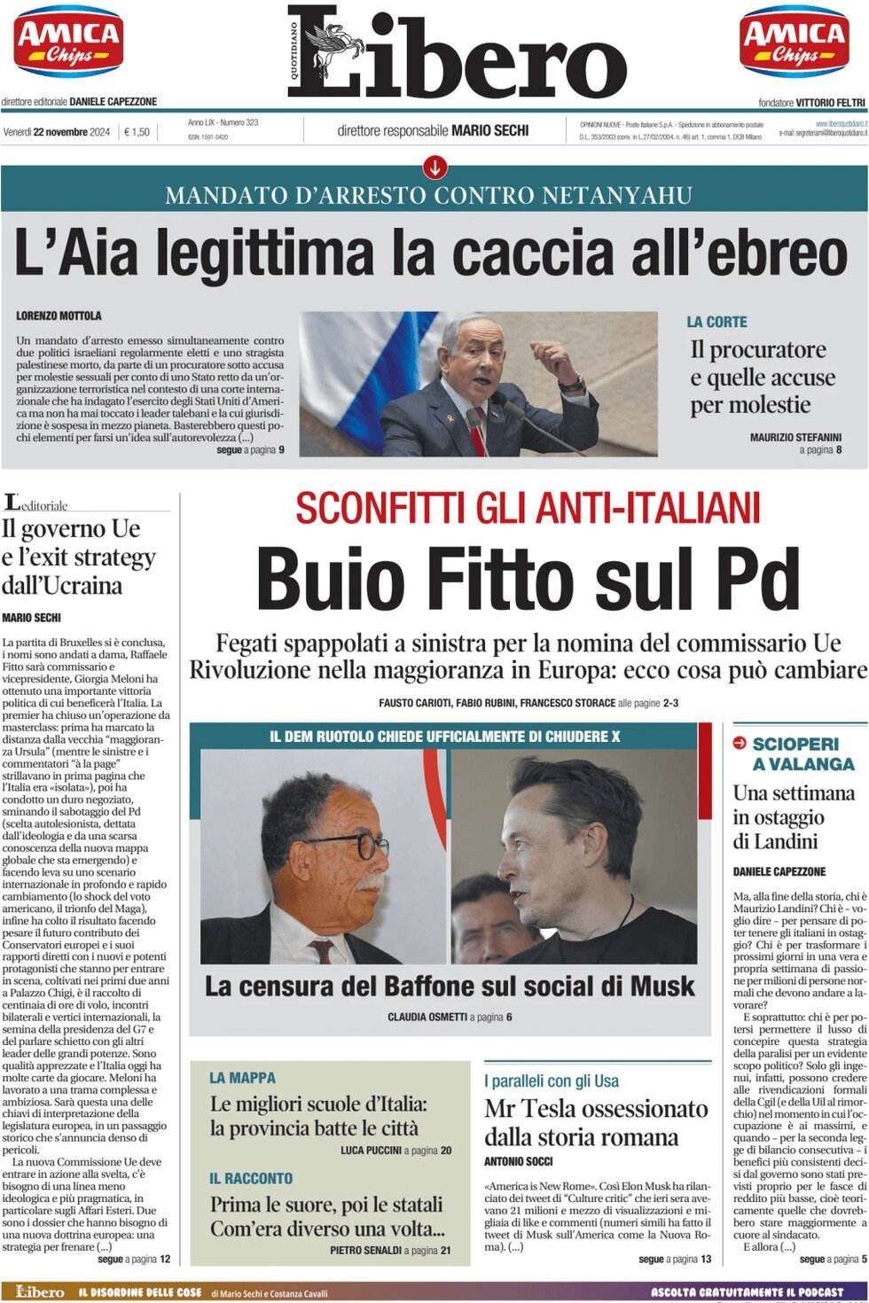 Prima-pagina-libero-edizione-di-oggi-22-11-2024