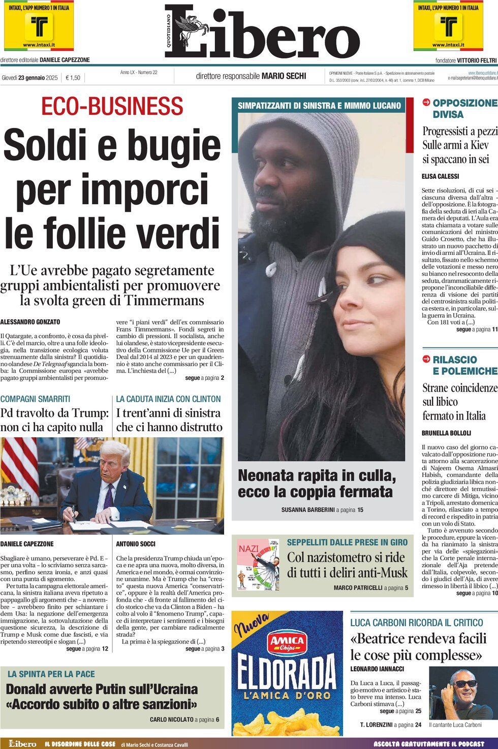 Prima-pagina-libero-edizione-di-oggi-23-01-2025