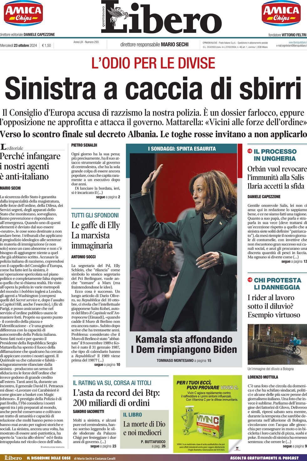 Prima-pagina-libero-edizione-di-oggi-23-10-2024