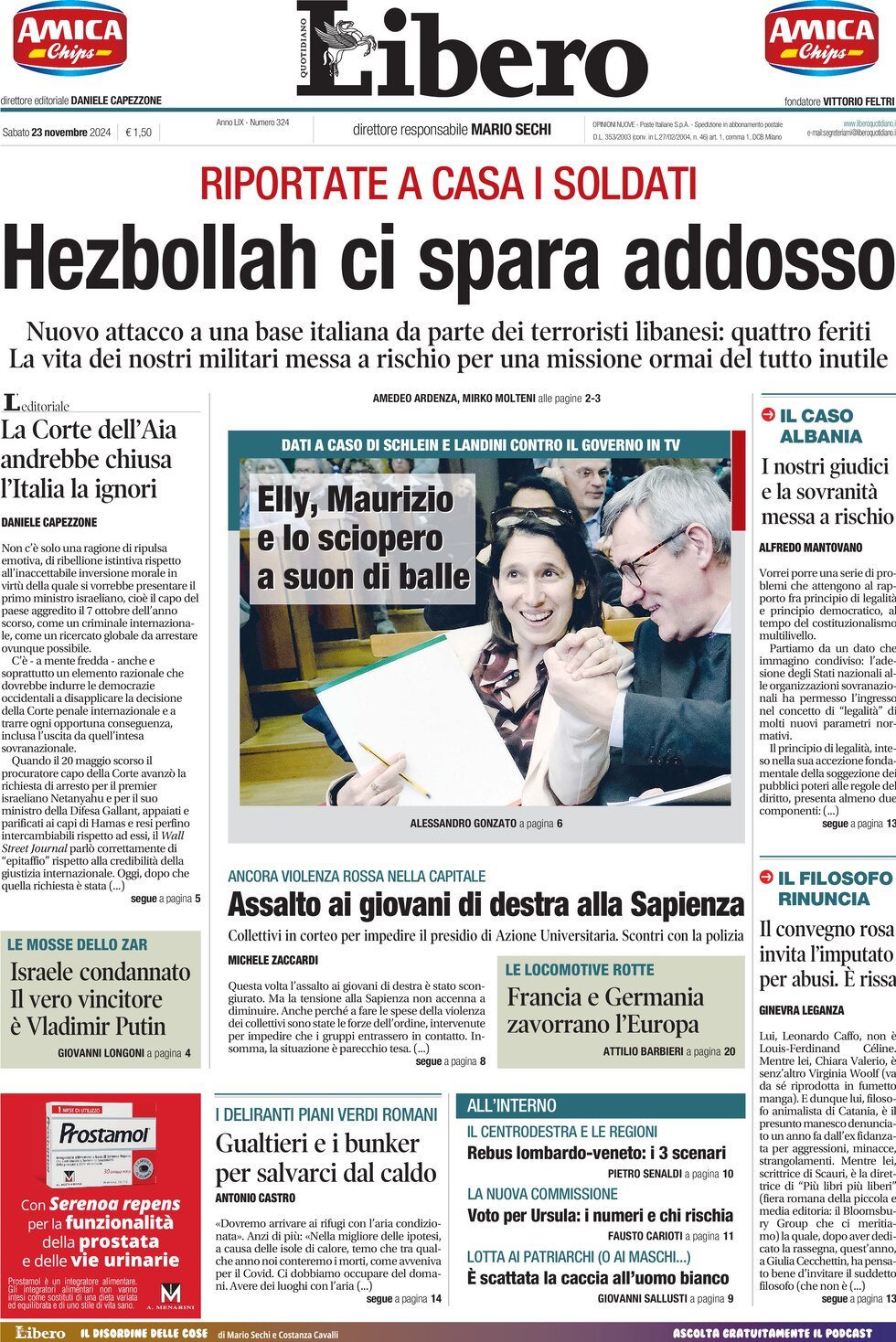 Prima-pagina-libero-edizione-di-oggi-23-11-2024