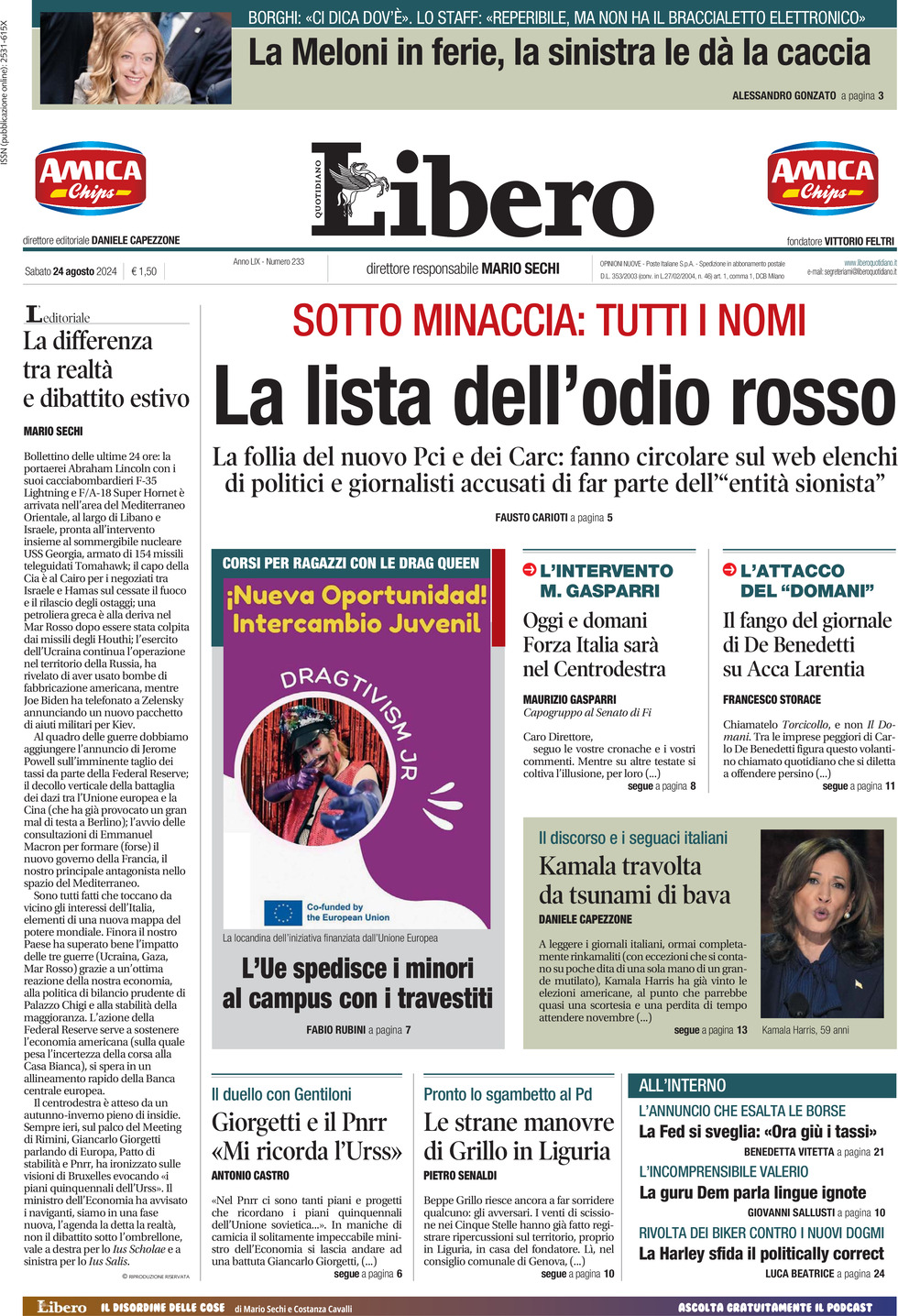 Prima-pagina-libero-edizione-di-oggi-24-08-2024