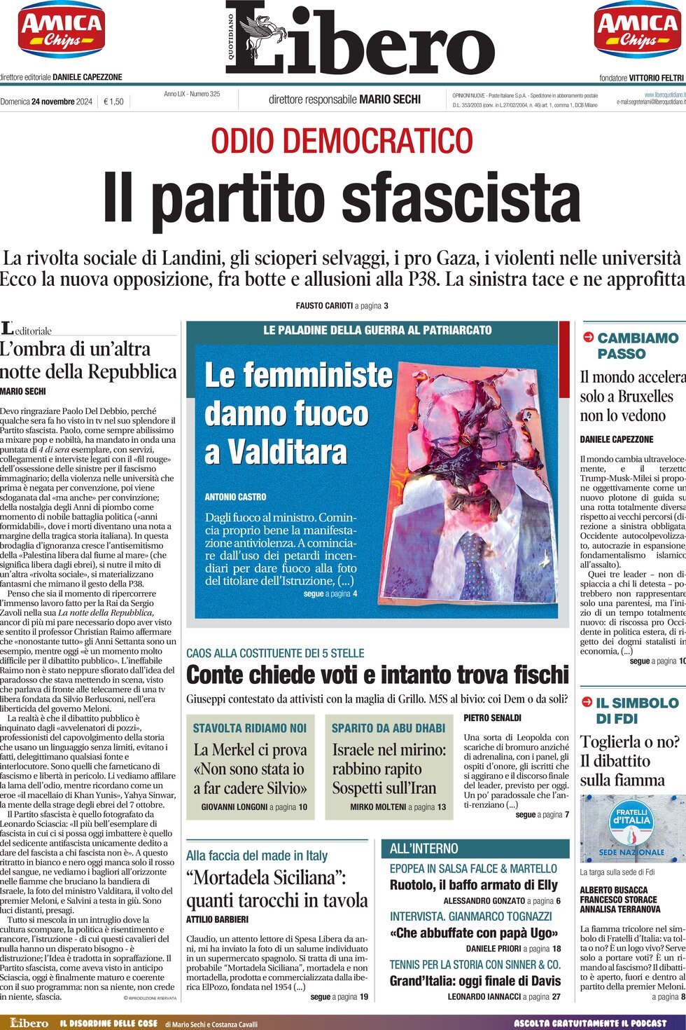 Prima-pagina-libero-edizione-di-oggi-24-11-2024