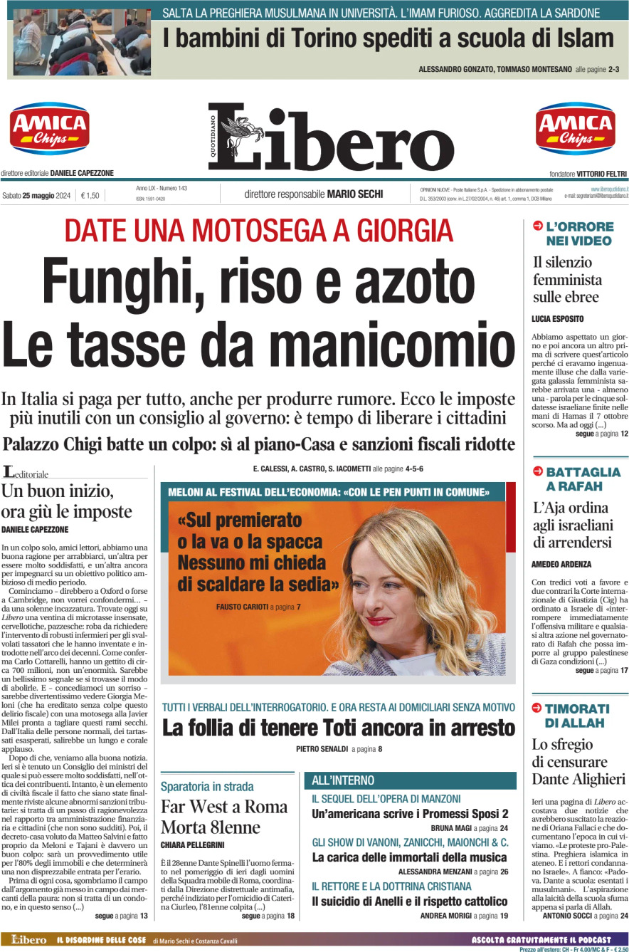 Prima-pagina-libero-edizione-di-oggi-25-05-2024