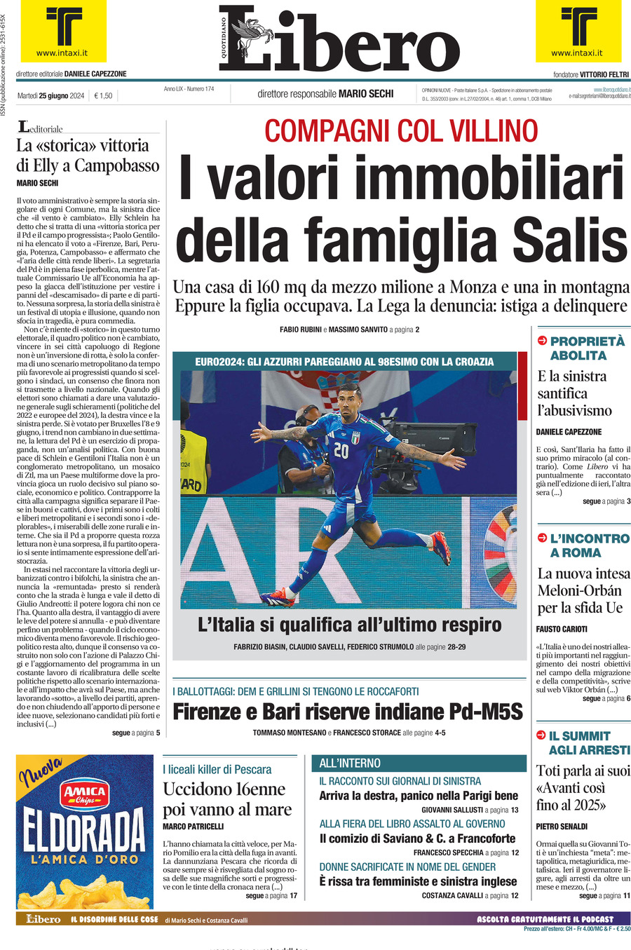 Prima-pagina-libero-edizione-di-oggi-25-06-2024